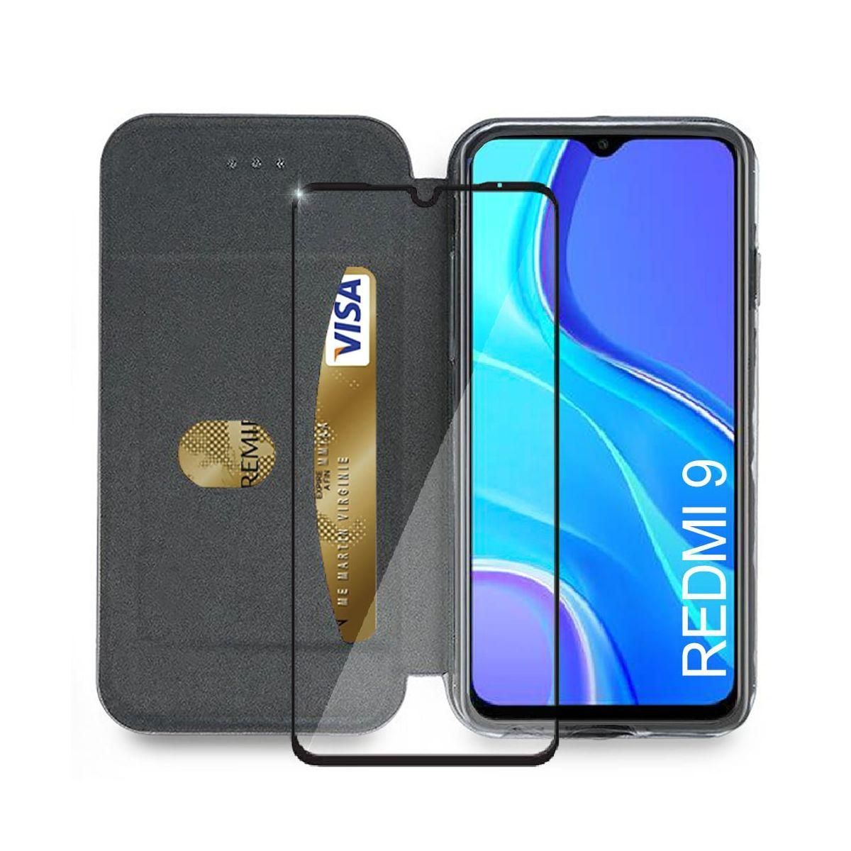 IBROZ Etui Xiaomi Redmi 9 Etui cuir noir