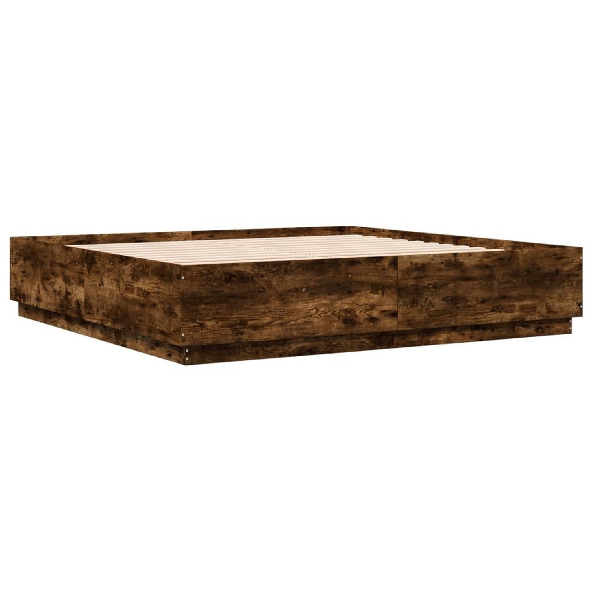 Voir la diapositive 3 : VIDAXL Cadre de lit avec LED sans matelas chene fume 200x200 cm