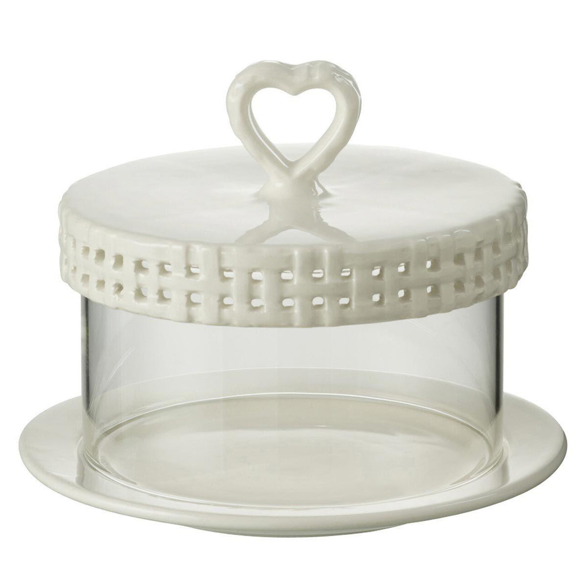 J-LINE Plat à gâteaux en céramique  vercer  16cm blanc