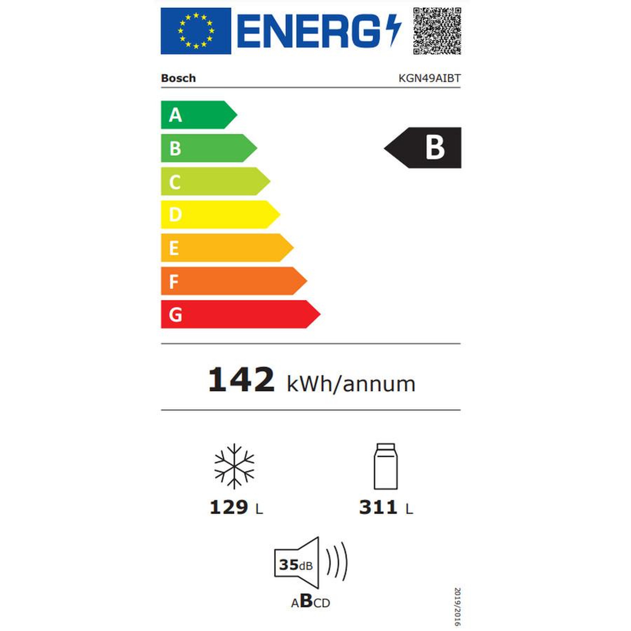 Voir la diapositive 2 : BOSCH Réfrigérateur combiné 70cm 440l nofrost - KGN49AIBT