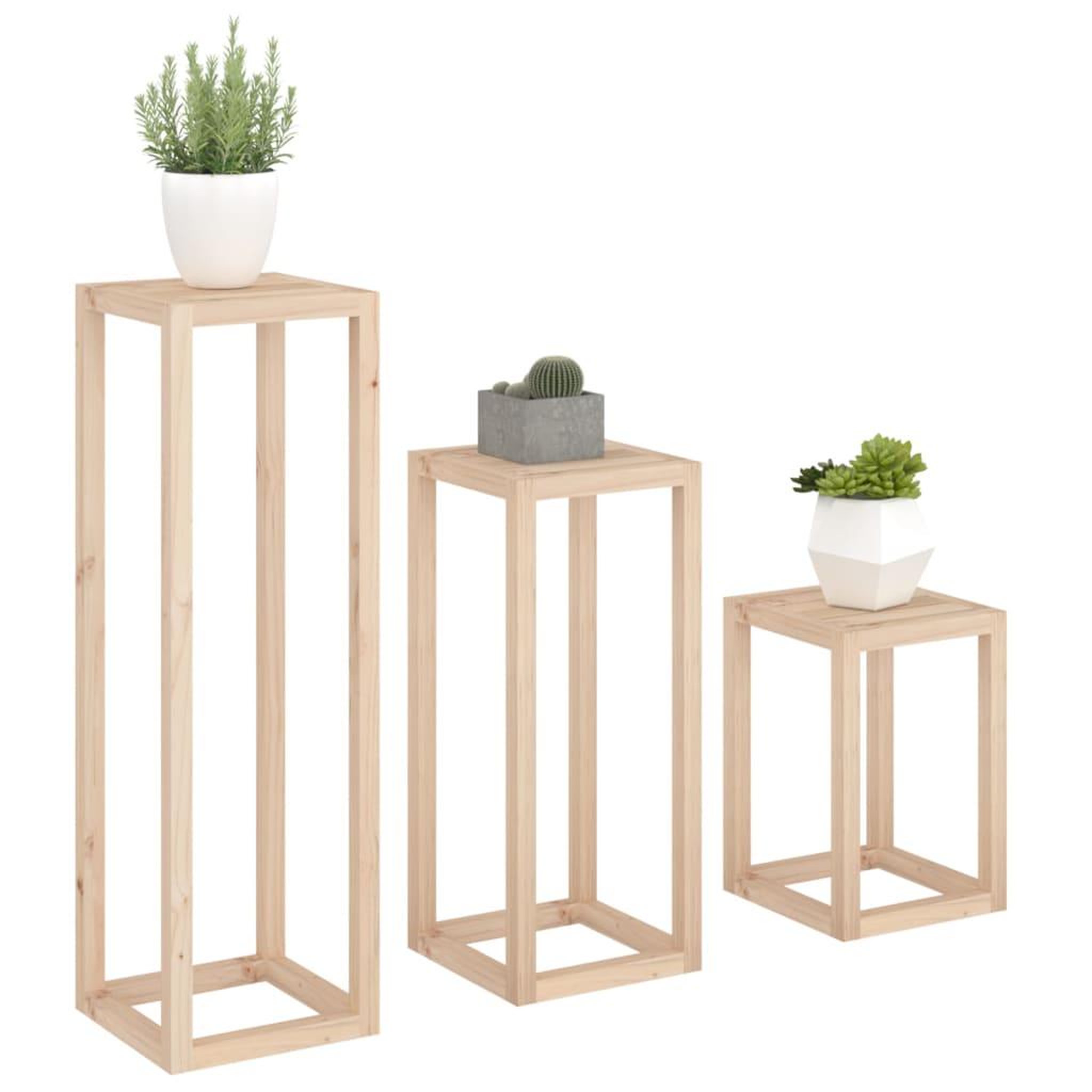 Voir la diapositive 4 : VIDAXL Ensemble de supports pour plantes 3 pcs Bois de pin massif
