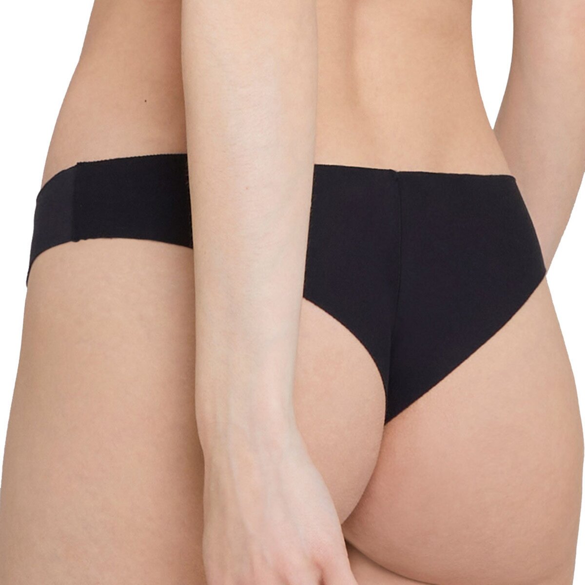 Tanga br silien en coton sans coutures Plume coton noir pas cher