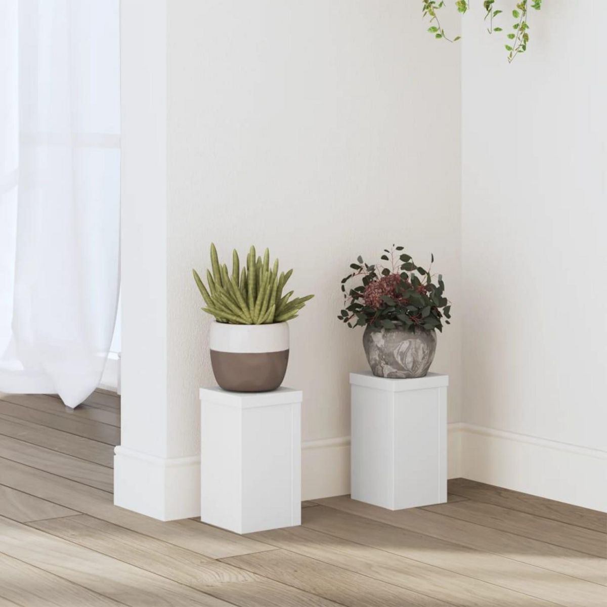 VIDAXL Supports pour plantes 2 pcs blanc 10x10x18 cm bois d'ingenierie