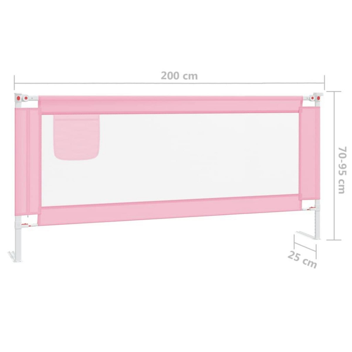 VIDAXL Barriere de securite de lit d'enfant Rose 200x25 cm Tissu