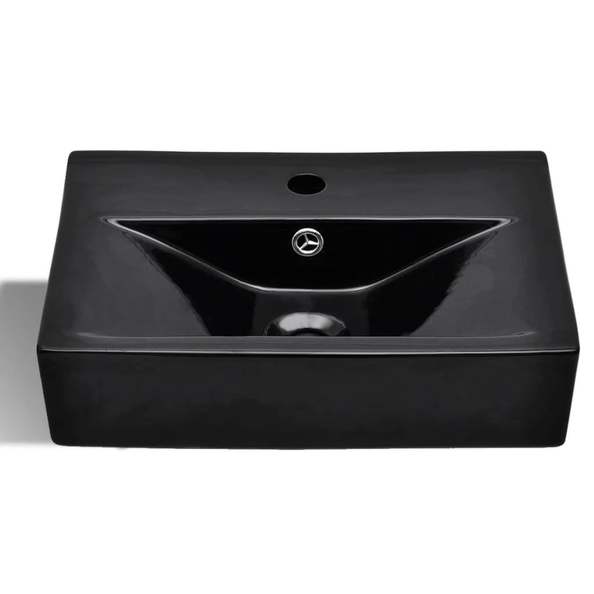 Voir la diapositive 3 : VIDAXL Vasque a trou de trop-plein/robinet noir ceramique pour salle de bain