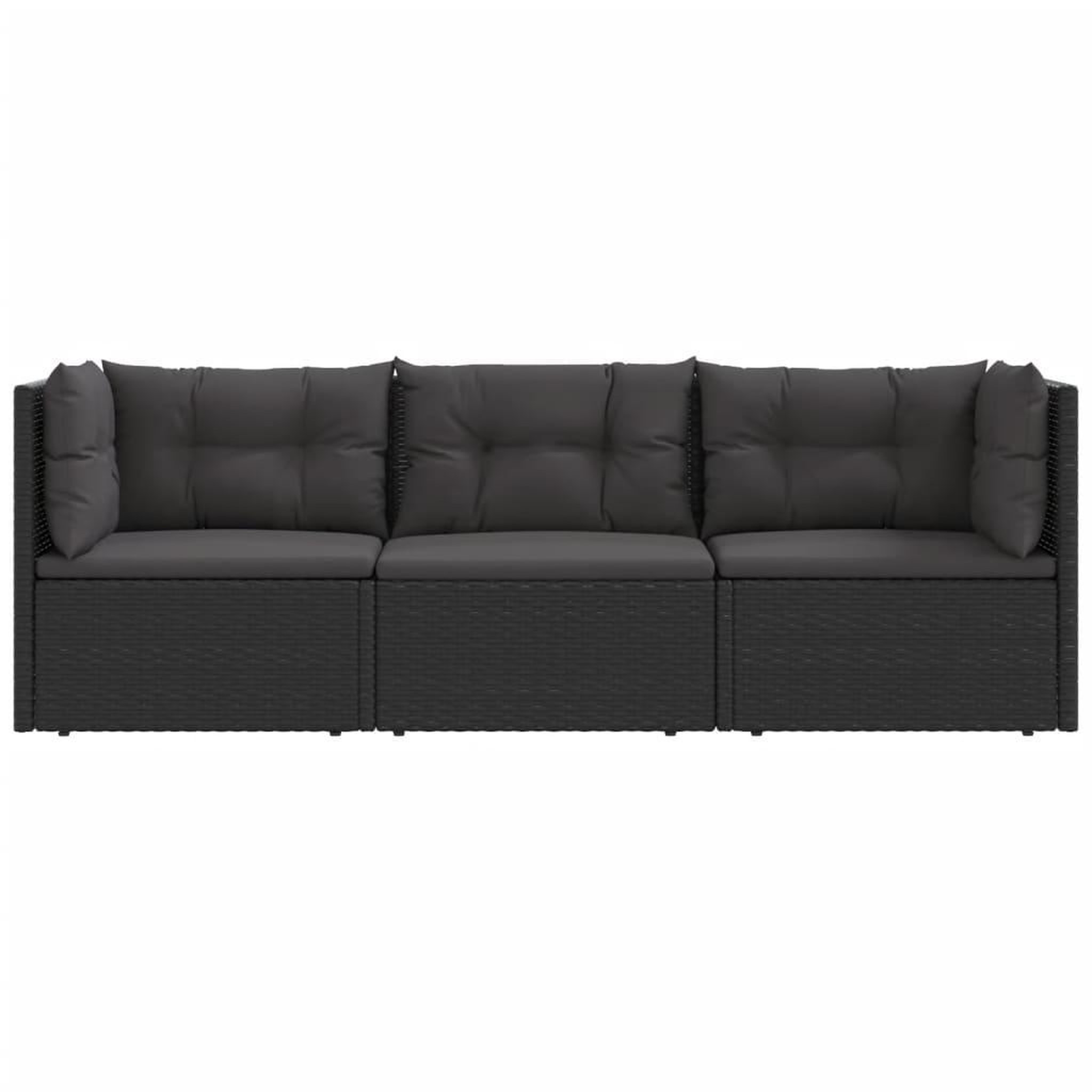 Voir la diapositive 4 : VIDAXL Salon de jardin 3 pcs avec coussins Noir Resine tressee