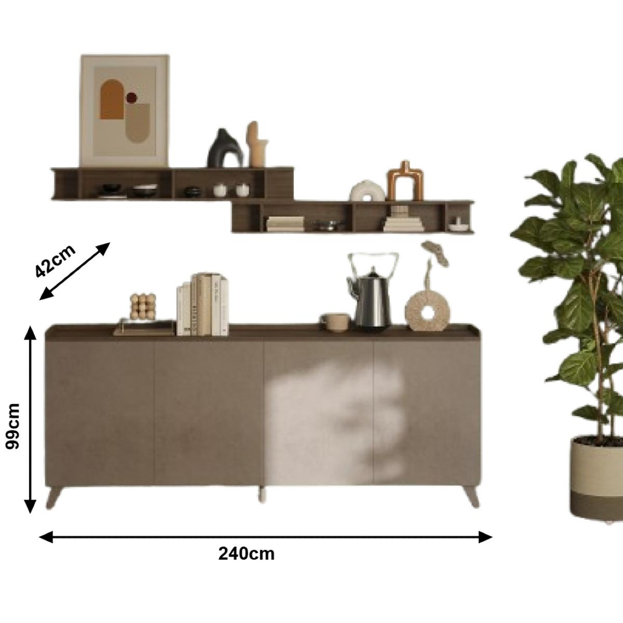 Voir la diapositive 5 : JLC KREATION Buffet bas moderne 4 portes 240cm RADOST