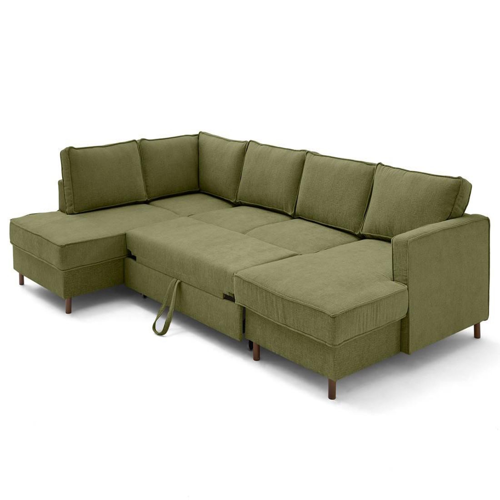 Voir la diapositive 2 : LISA DESIGN Jake - canapé panoramique d'angle gauche 7 places convertible avec coffre en tissu velours relief