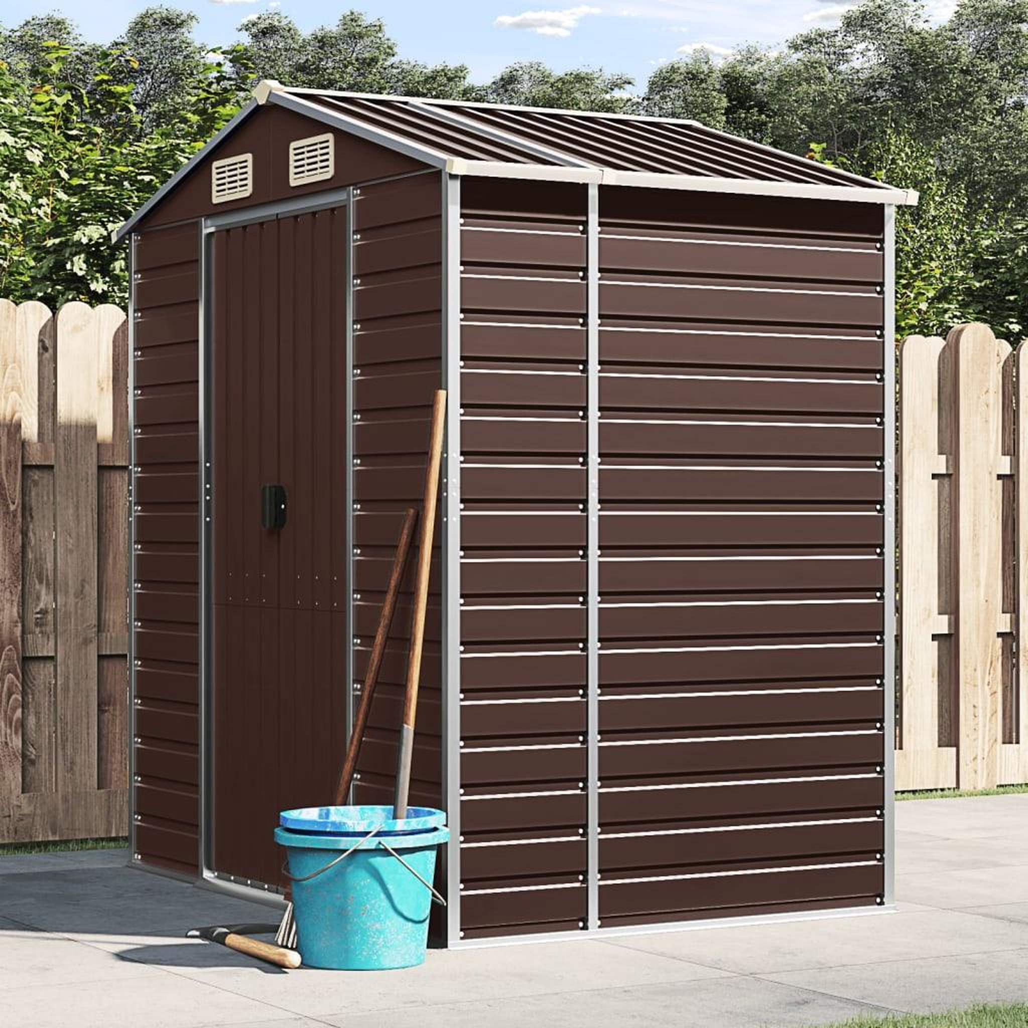 VIDAXL Abri de jardin marron 191x130x198 cm acier galvanise