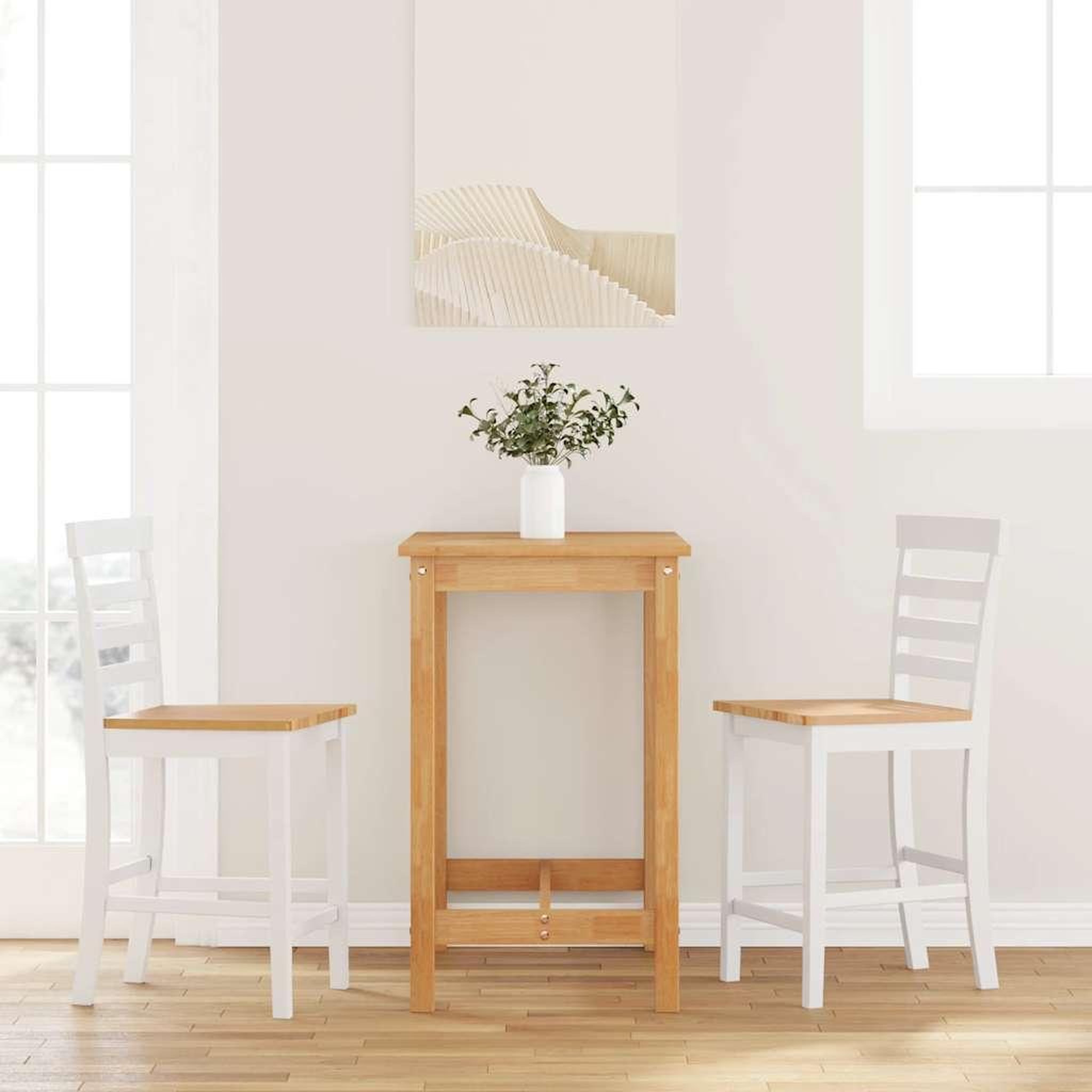VIDAXL Tabourets de bar 2 pcs blanc bois massif d'hevea