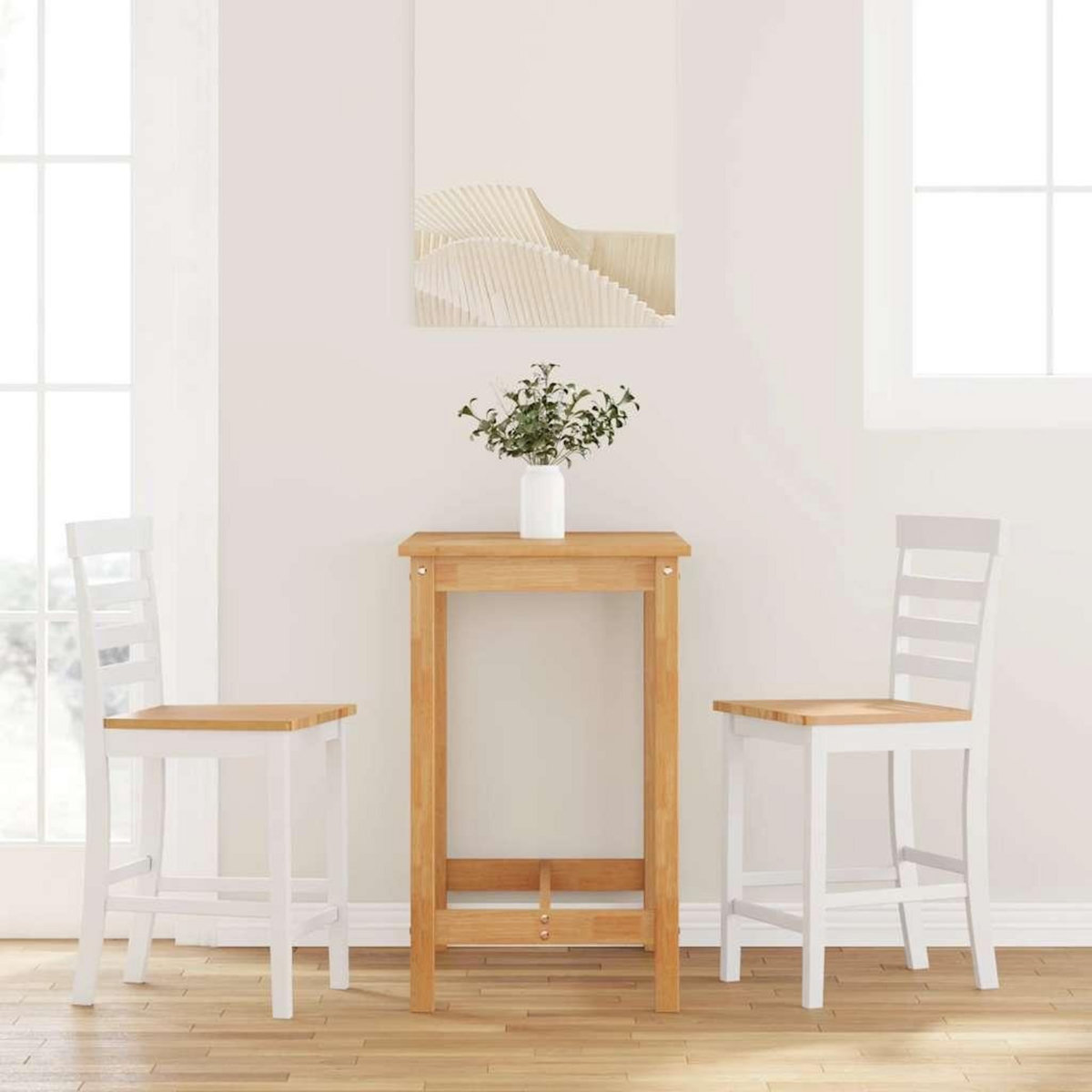 VIDAXL Tabourets de bar 2 pcs blanc bois massif d'hevea