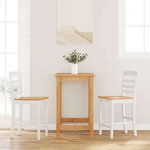 VIDAXL Tabourets de bar 2 pcs blanc bois massif d'hevea