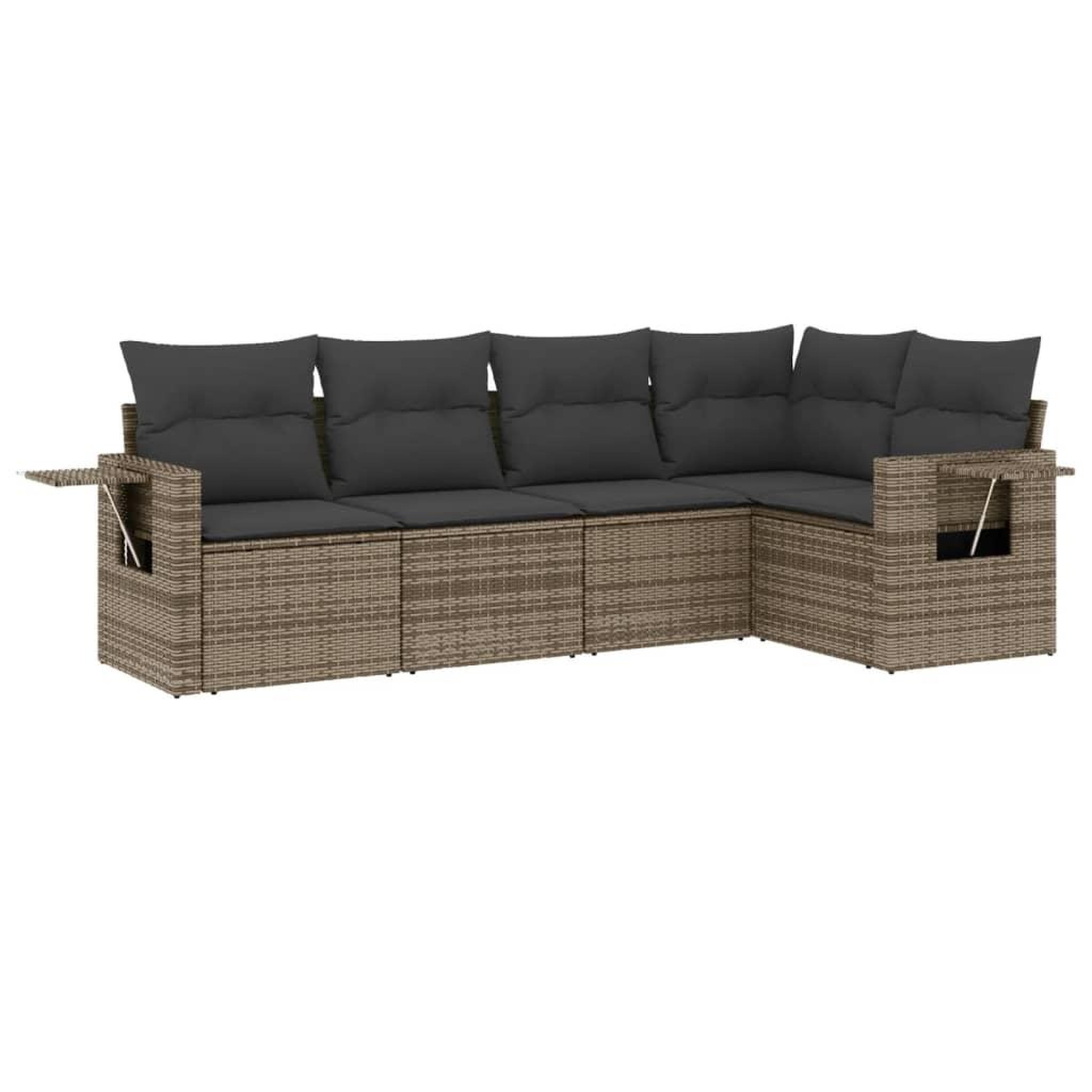 Voir la diapositive 2 : VIDAXL Salon de jardin 5 pcs avec coussins gris resine tressee