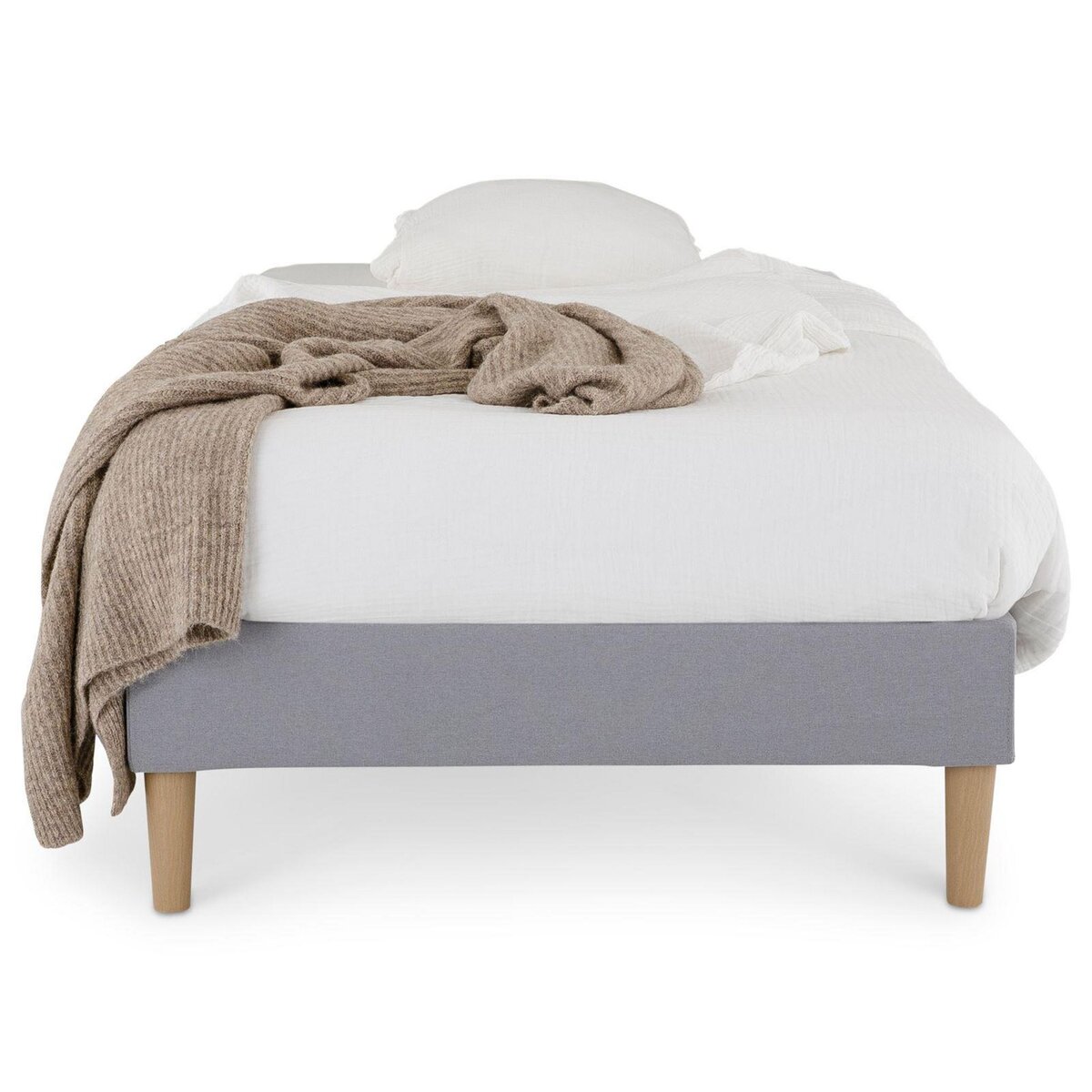 IDIMEX Sommier tapissier PAIMPOL 90 x 190 cm revêtement tissu