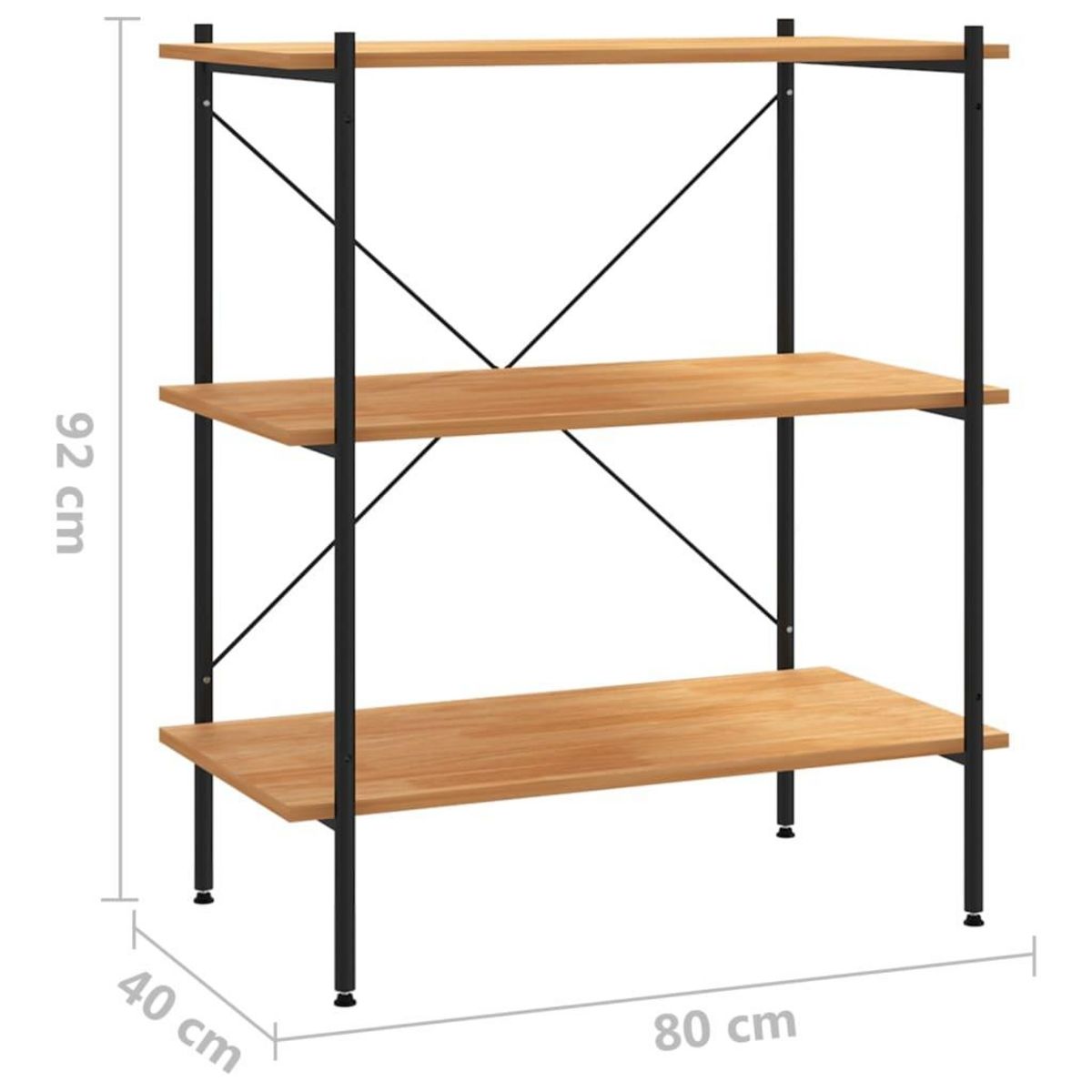 VIDAXL Etagere a 3 niveaux Noir et chene 80x40x92 cm