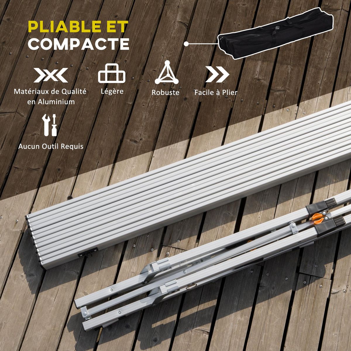 OUTSUNNY Table pliante en aluminium table de camping table de jardin 6 personnes hauteur réglable + sac de transport