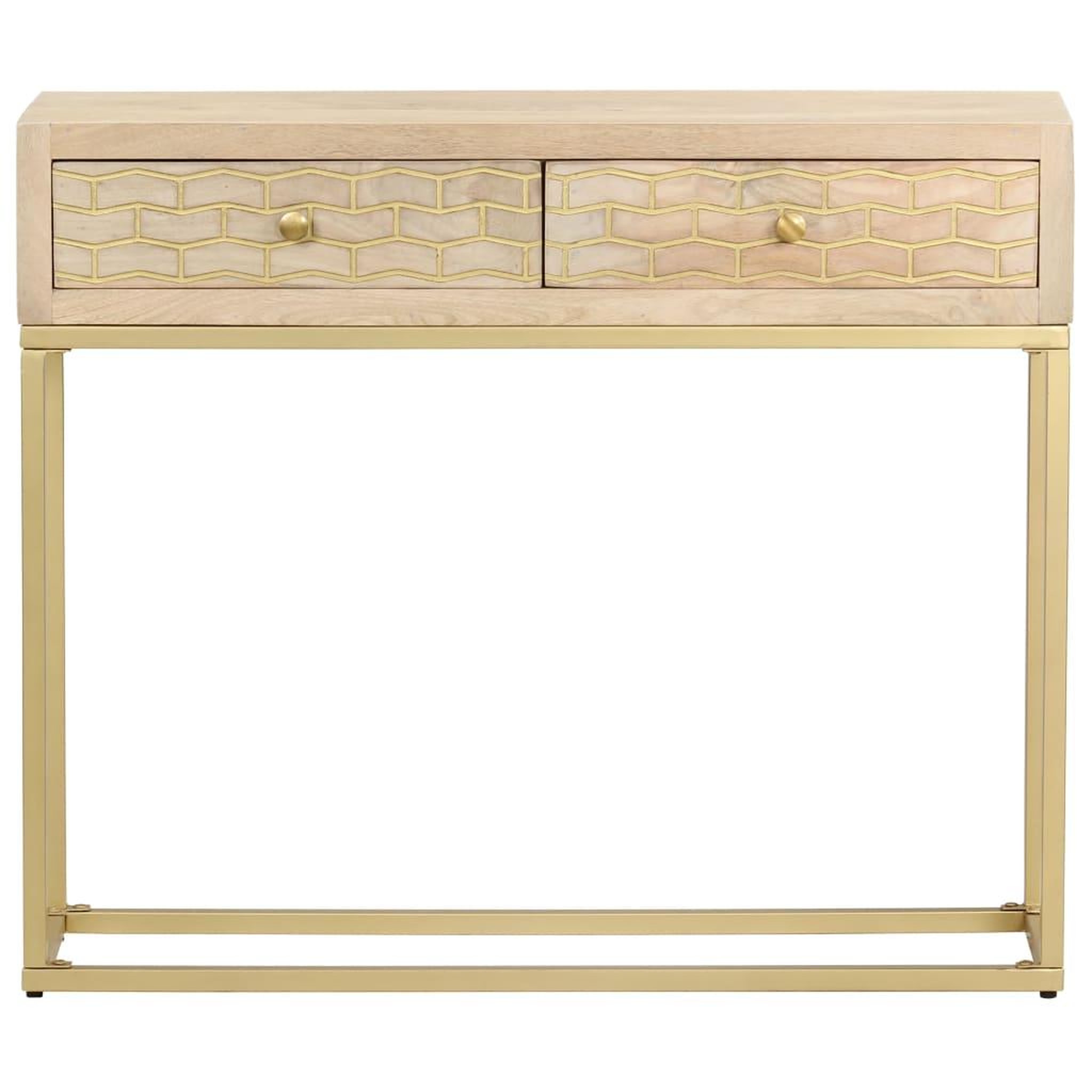 Voir la diapositive 3 : VIDAXL Table console dore 90x30x75 cm bois solide de manguier