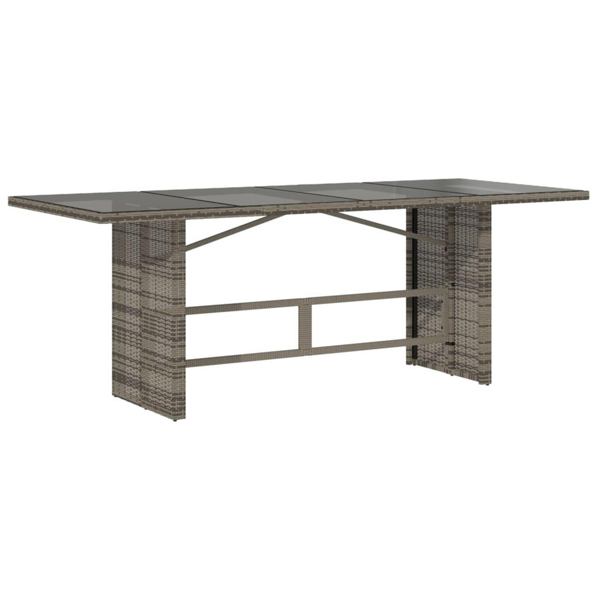 Voir la diapositive 2 : VIDAXL Table de jardin dessus en verre gris 190x80x74cm resine tressee