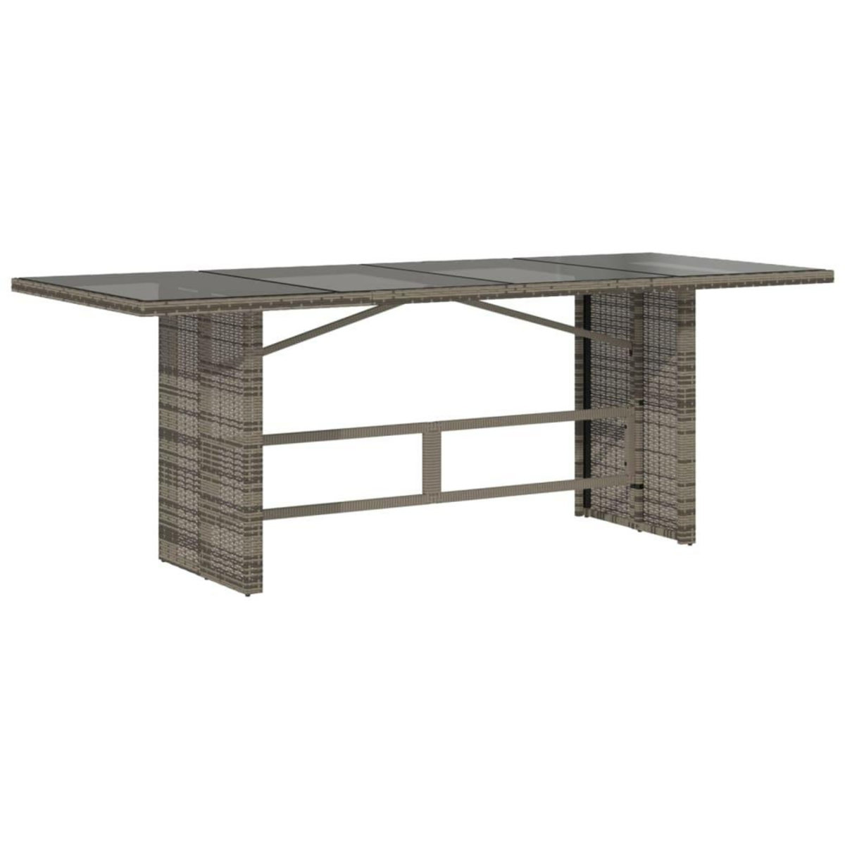 VIDAXL Table de jardin dessus en verre gris 190x80x74cm resine tressee