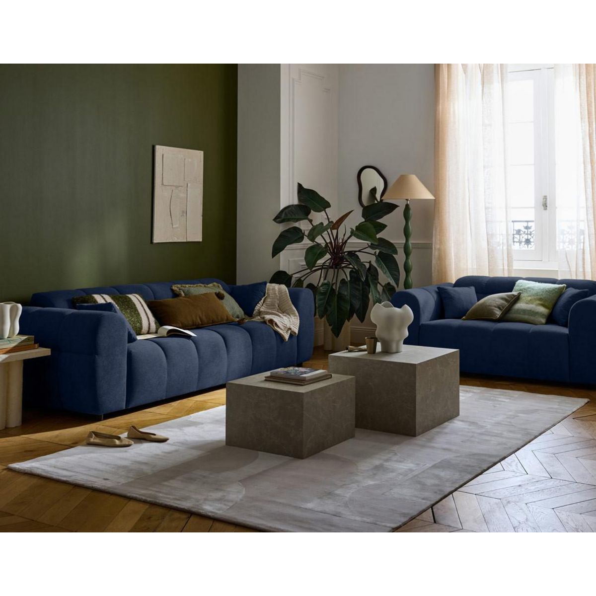 LISA DESIGN Ray - canapé droit 3 places en tissu texturé