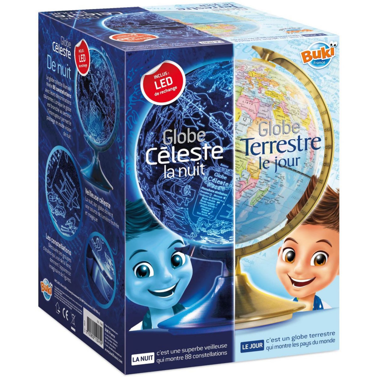 BUKI Globe terrestre Globe jour et nuit