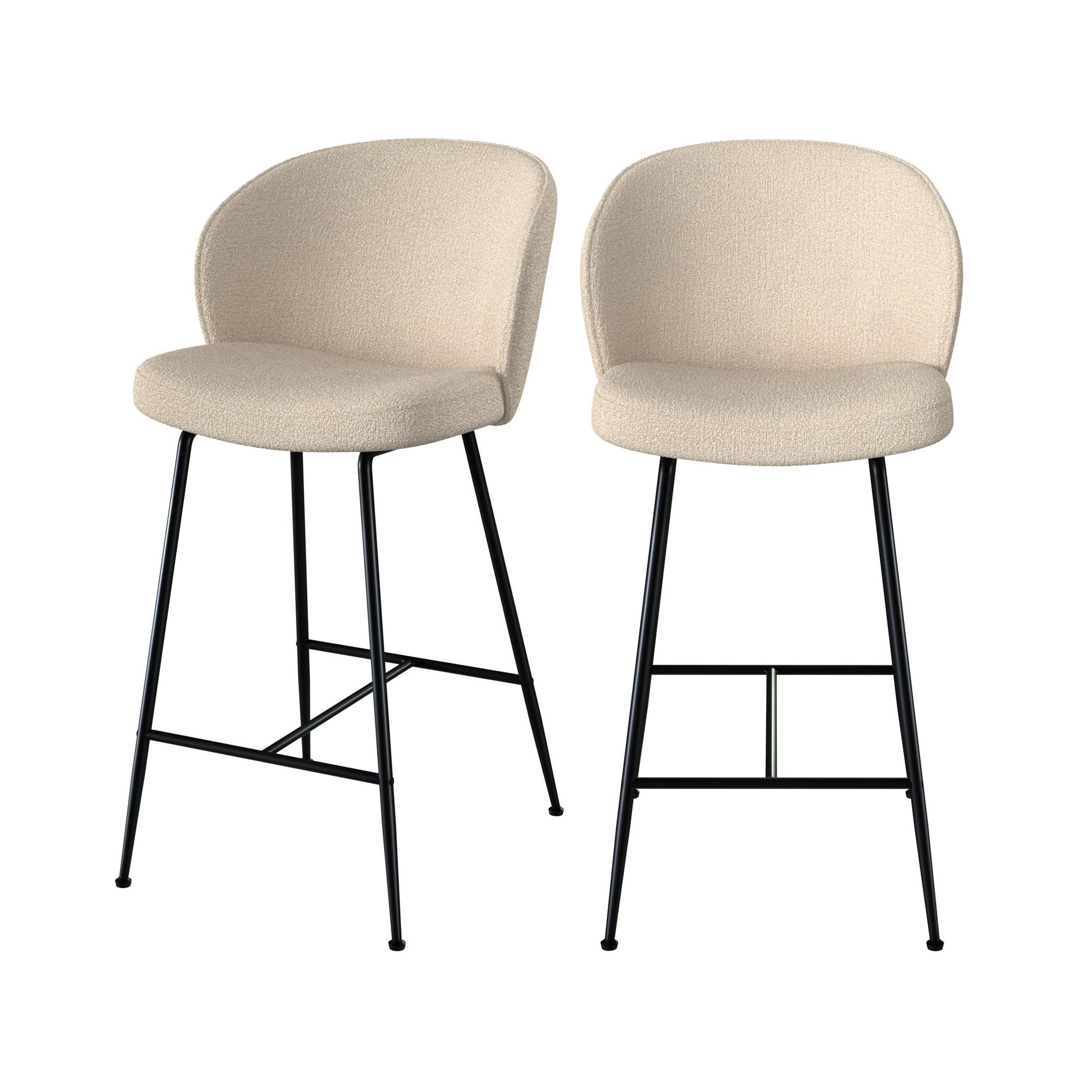 MAISON PAVANE Lot de 2 chaises pour îlot central 66,3 cm en tissu bouclé beige-groom