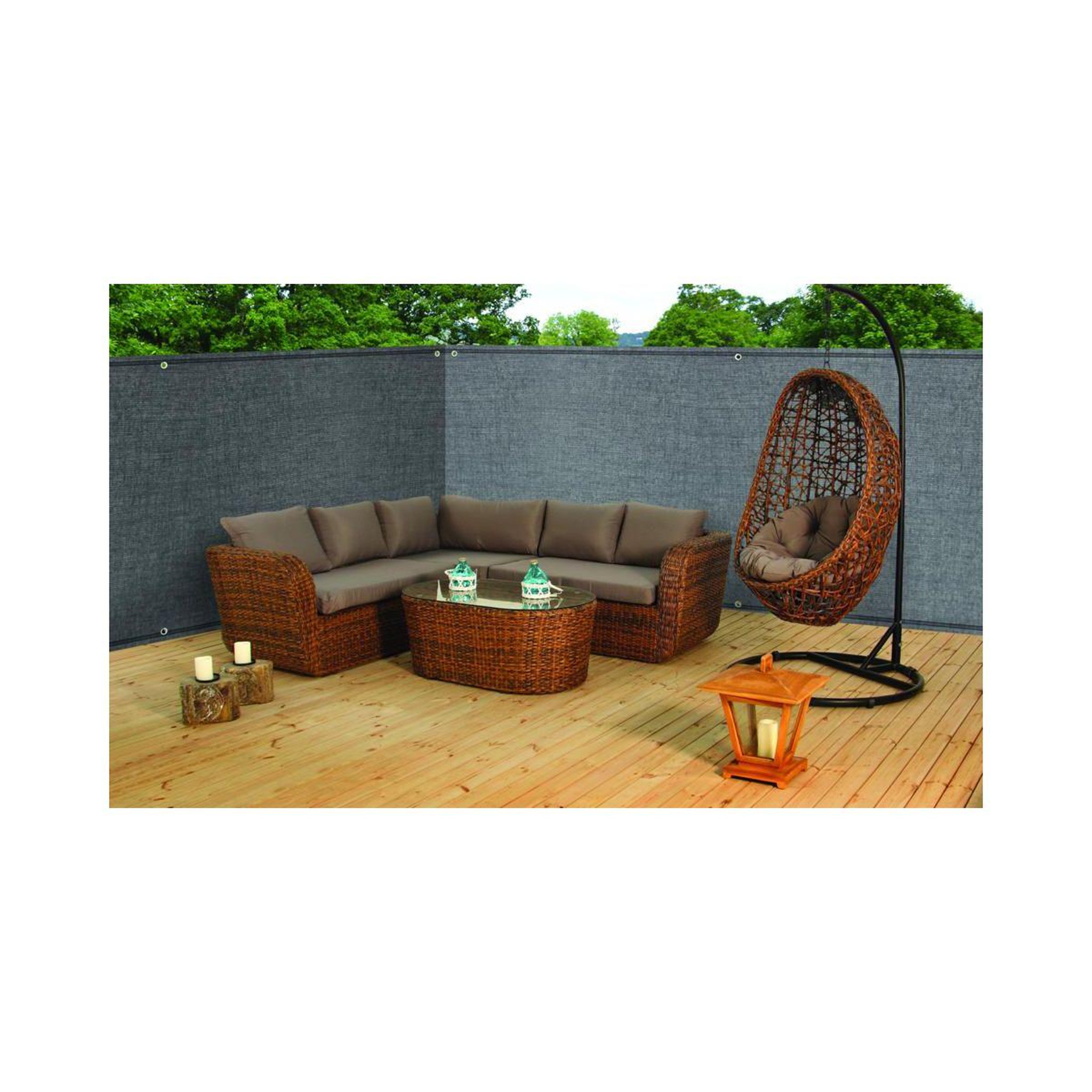 Voir la diapositive 1 : Inkazen Brise vue 220 gr/m² 1 x 10 m gris