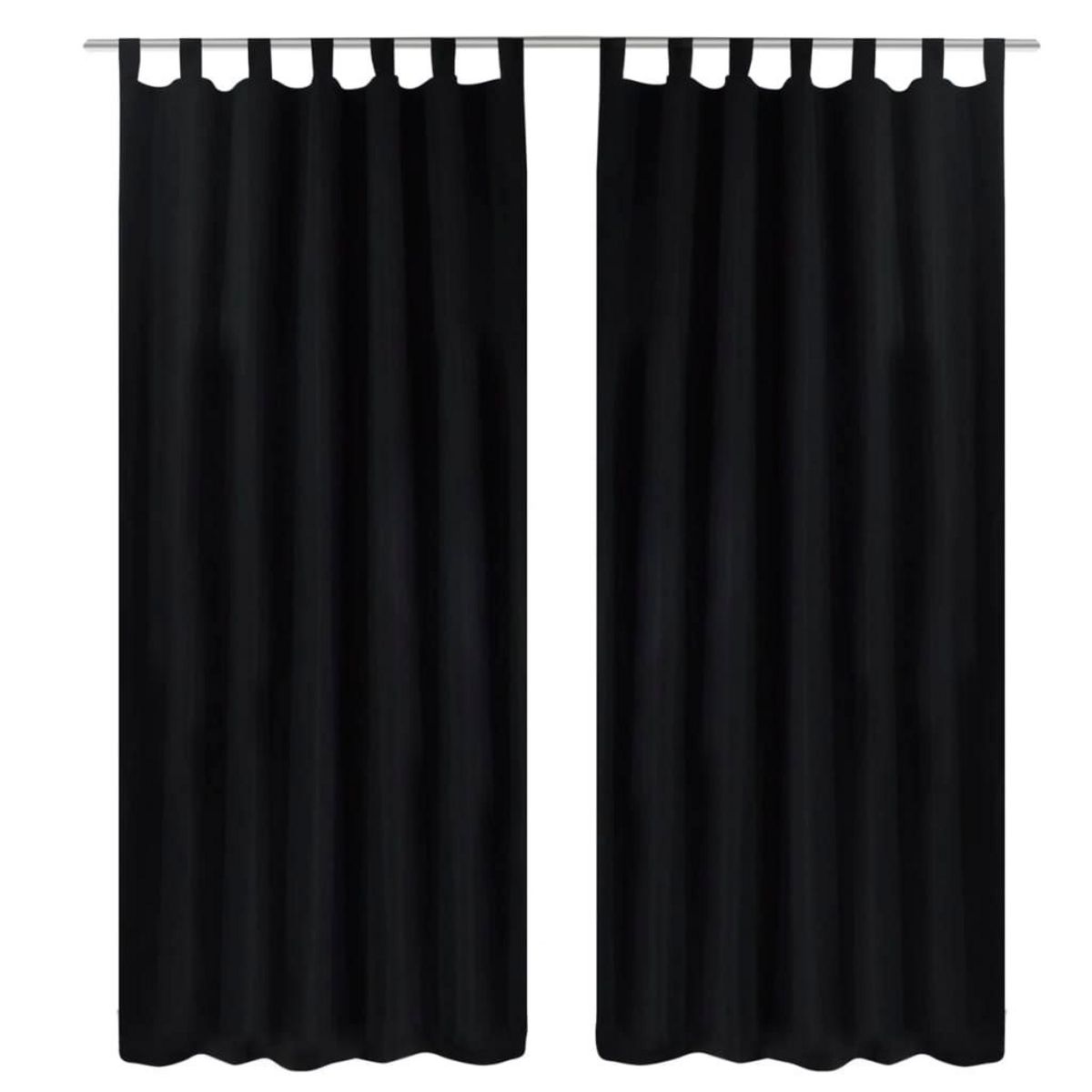 VIDAXL 2 pcs Rideau a Passant Micro Satin Noir 140 x 225 cm