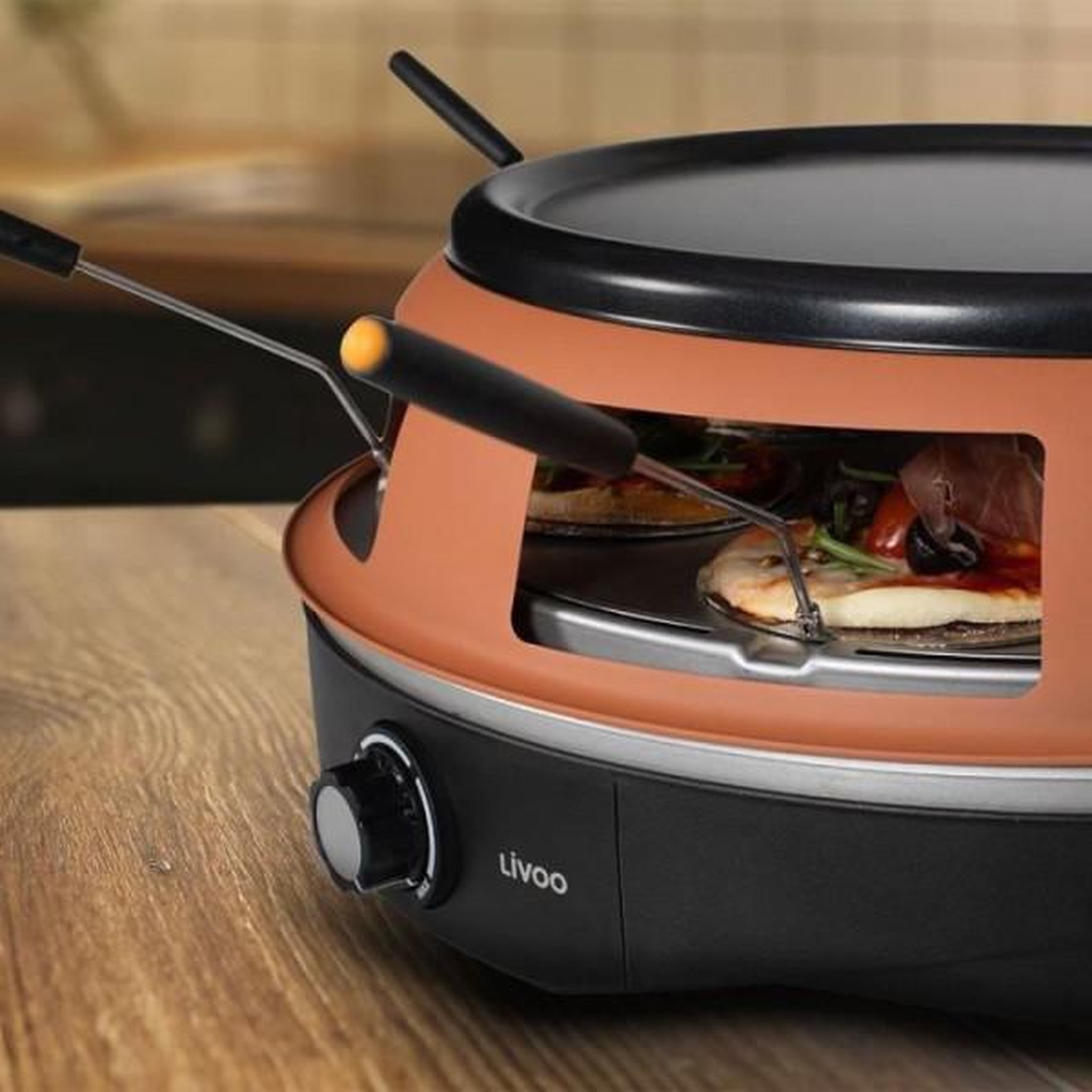 Voir la diapositive 6 : LIVOO Mini four à pizza 1200w marron - doc304