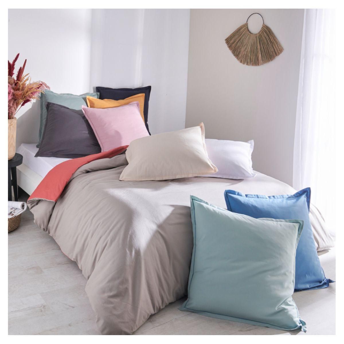 ACTUEL Taie d'oreiller ergonomique unie en coton 57 fils - collection permanente