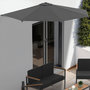 Voir la diapositive 2 : ID MARKET Demi parasol de balcon CORTE gris 2,7x1,35 M avec housse