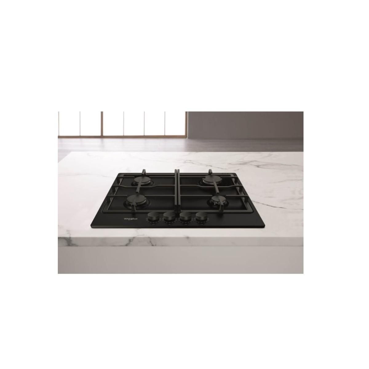 Whirlpool Table de cuisson gaz 60cm 7300w noir - TGML660NB