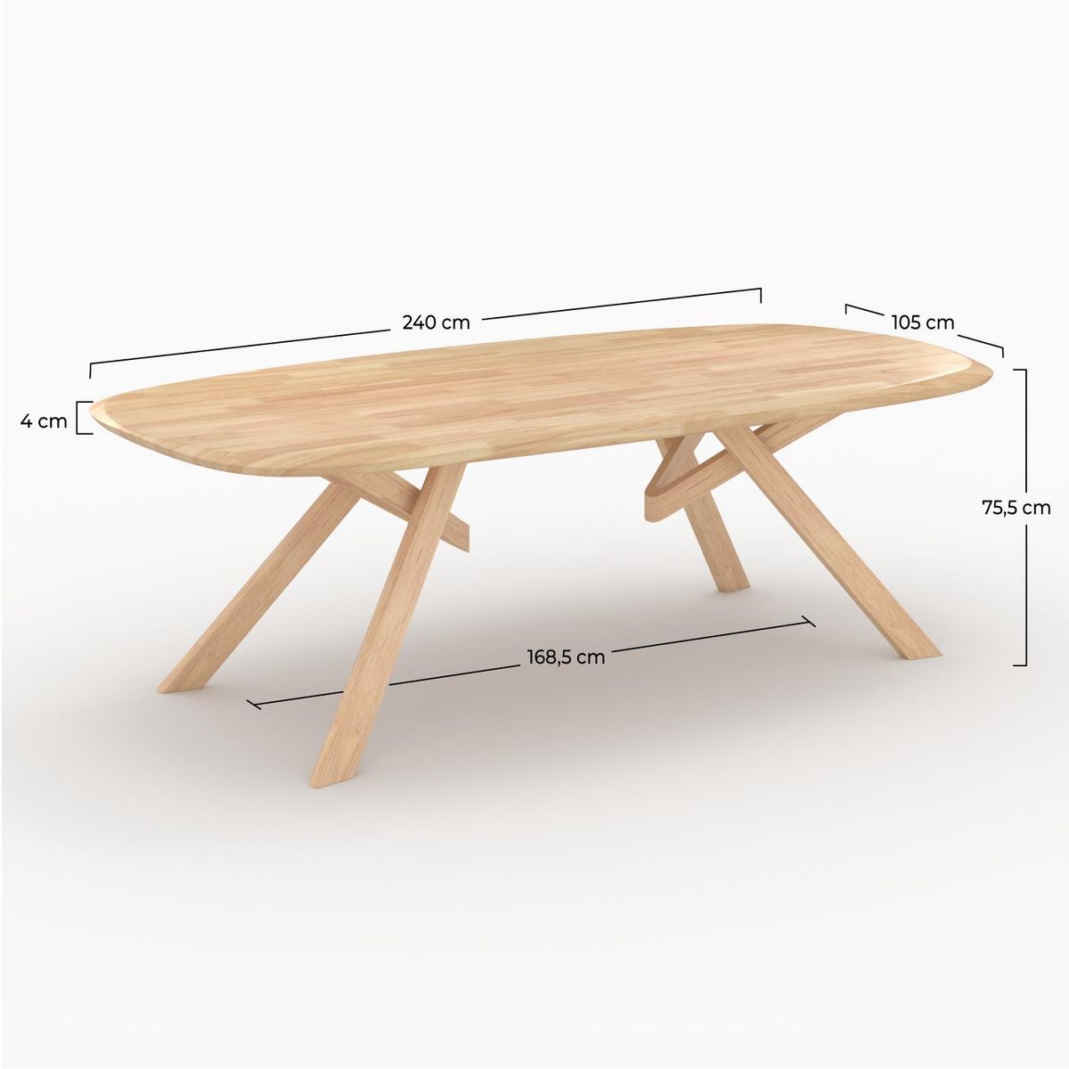 Rendez vous déco Table rectangulaire en bois d'hévéa massif foncé 8 personnes - Merlin