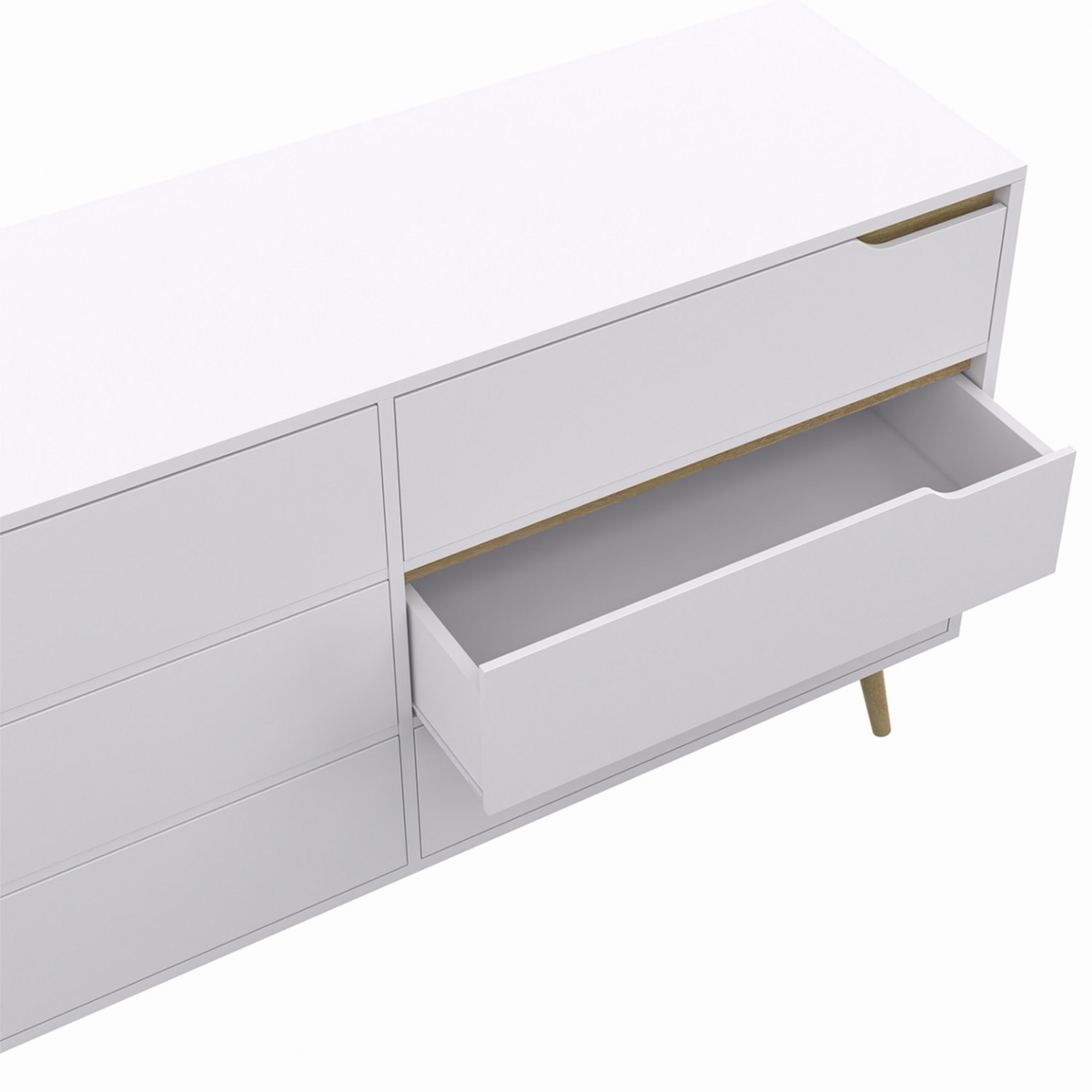 ID MARKET Commode 6 tiroirs HELSINKI XXL 140 cm scandinave blanc