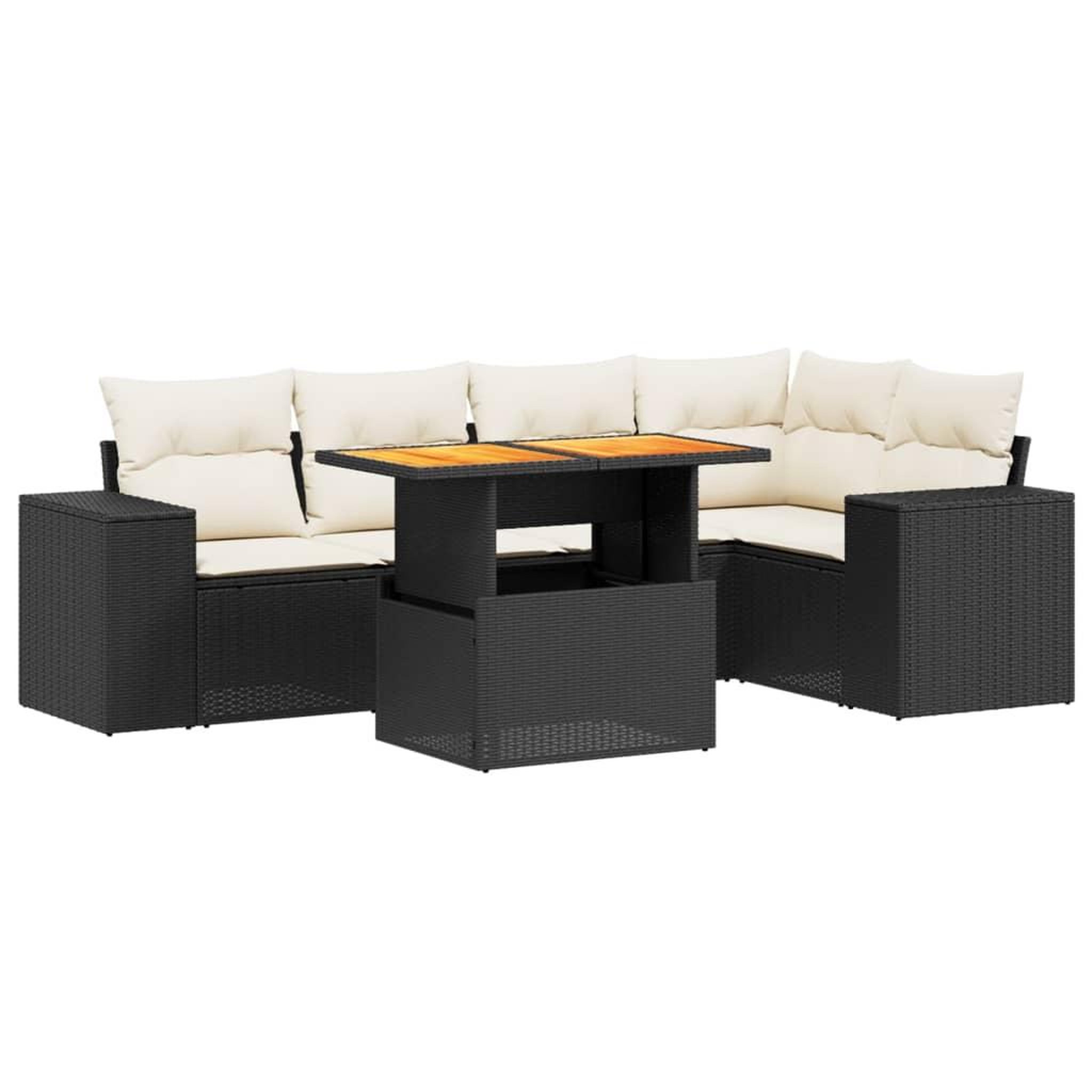 Voir la diapositive 2 : VIDAXL Salon de jardin 6 pcs avec coussins noir resine tressee