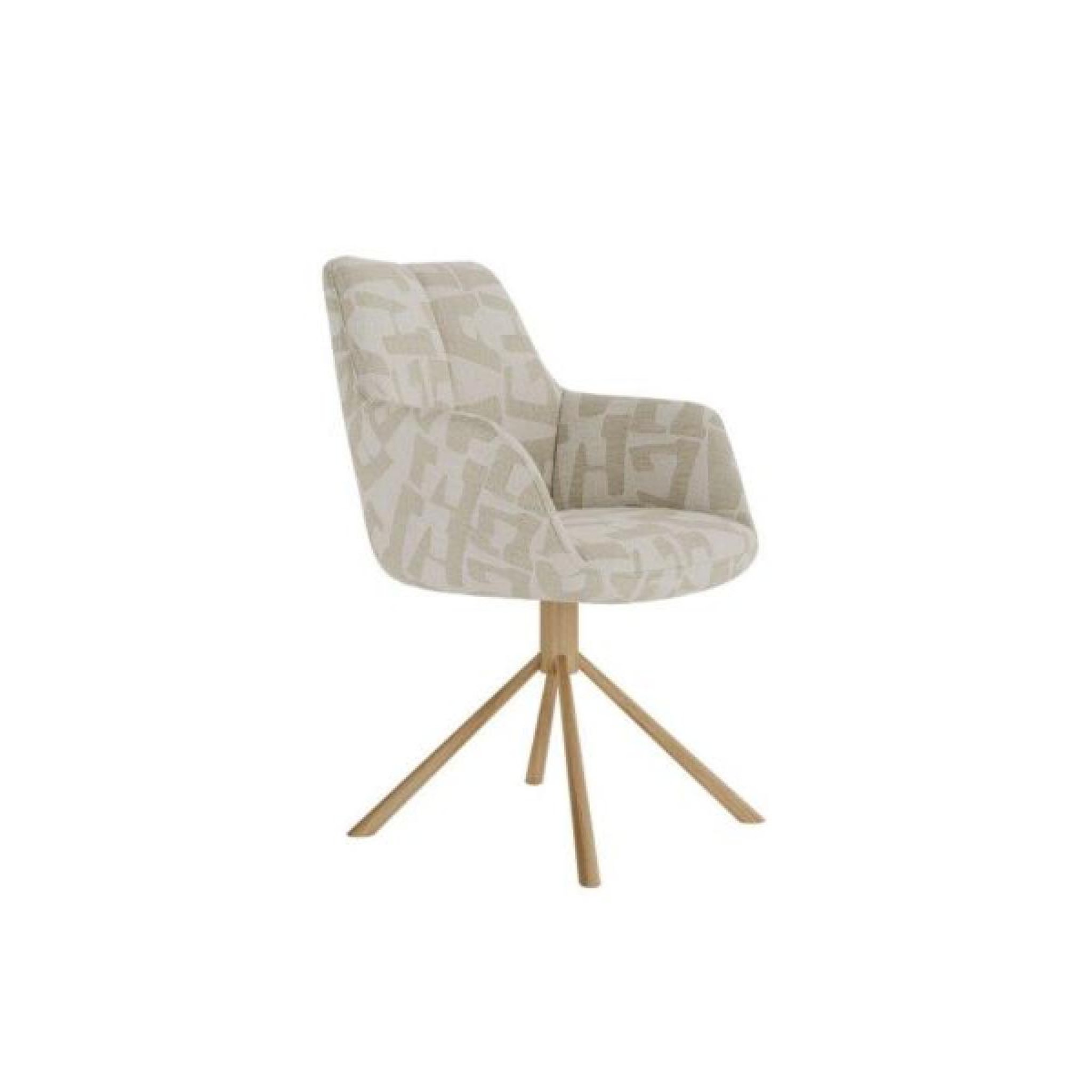 Voir la diapositive 4 : JLC KREATION Chaise de salle à manger en tissu beige pied bois vaska (lot de 2)