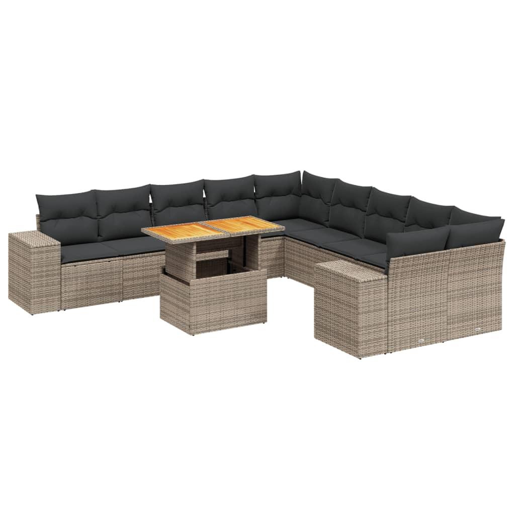 Voir la diapositive 2 : VIDAXL Salon de jardin 11 pcs avec coussins gris resine tressee