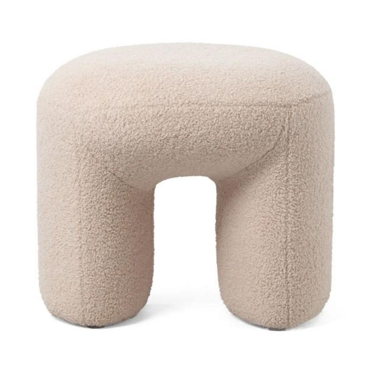 Paris Prix Pouf Tissu Bouclette  Aria  46cm Beige