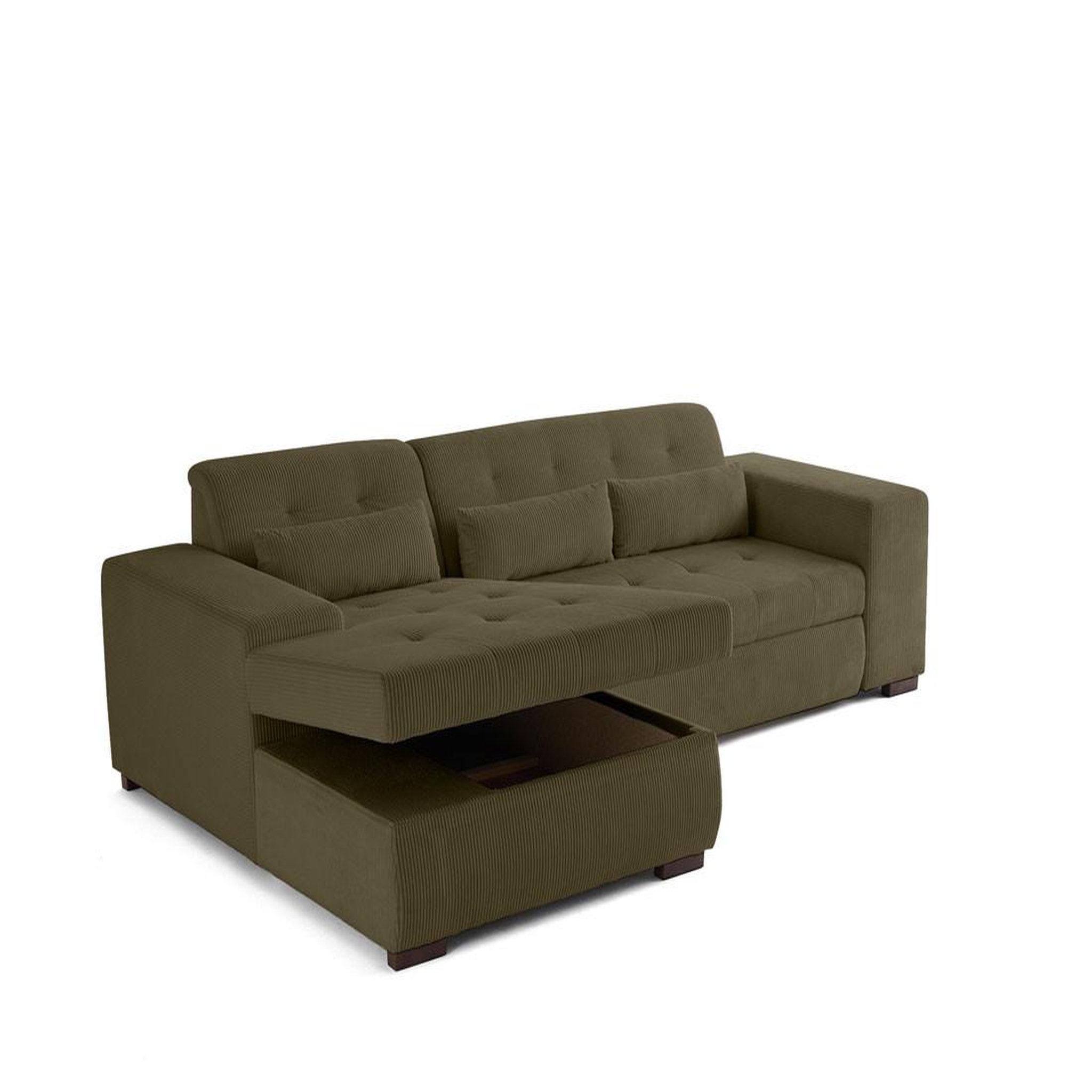 Voir la diapositive 4 : LISA DESIGN Vermont - canapé d'angle gauche - 4 places - convertible avec coffre - en velours côtelé