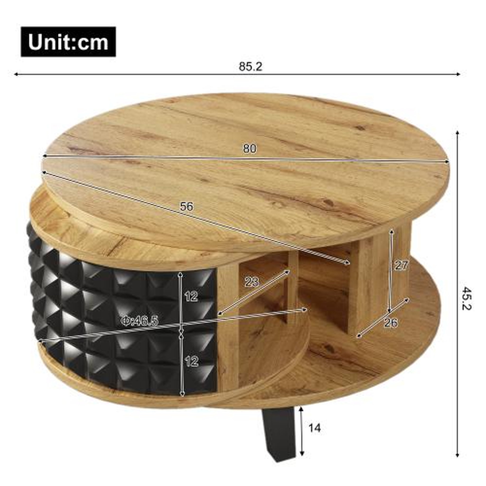 Voir la diapositive 3 : MERAX Table basse ronde naturel - 80x85,2 cm panneau de particules