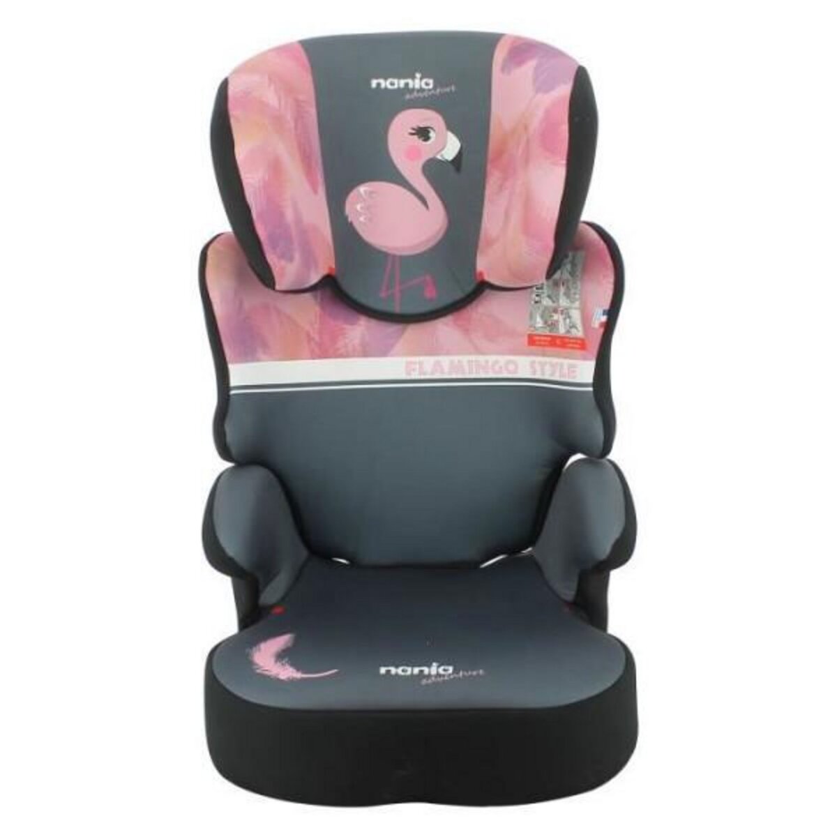 NANIA Siege Auto Rehausseur NANIA BEFIX - Isofix - Groupe 2/3 (15-36Kg) -  Avec dossier - Tetiere réglable en hauteur - Flamingo - Fabriqué en F pas  cher 