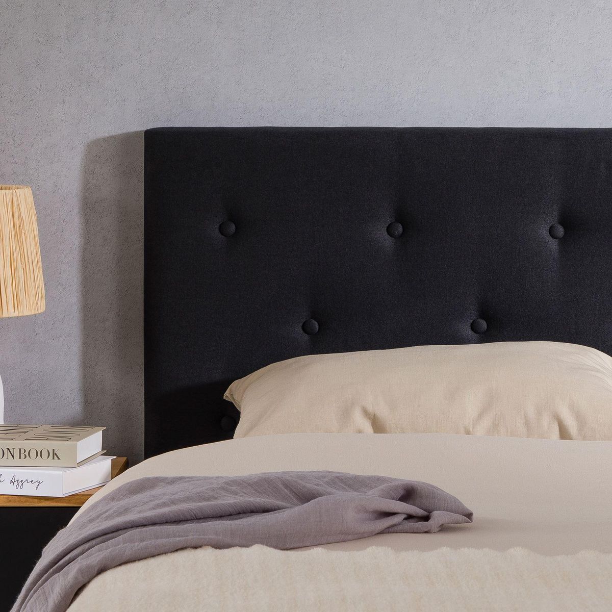 IDIMEX Tête de lit GAREK 120 capitonnée sur pieds, en tissu