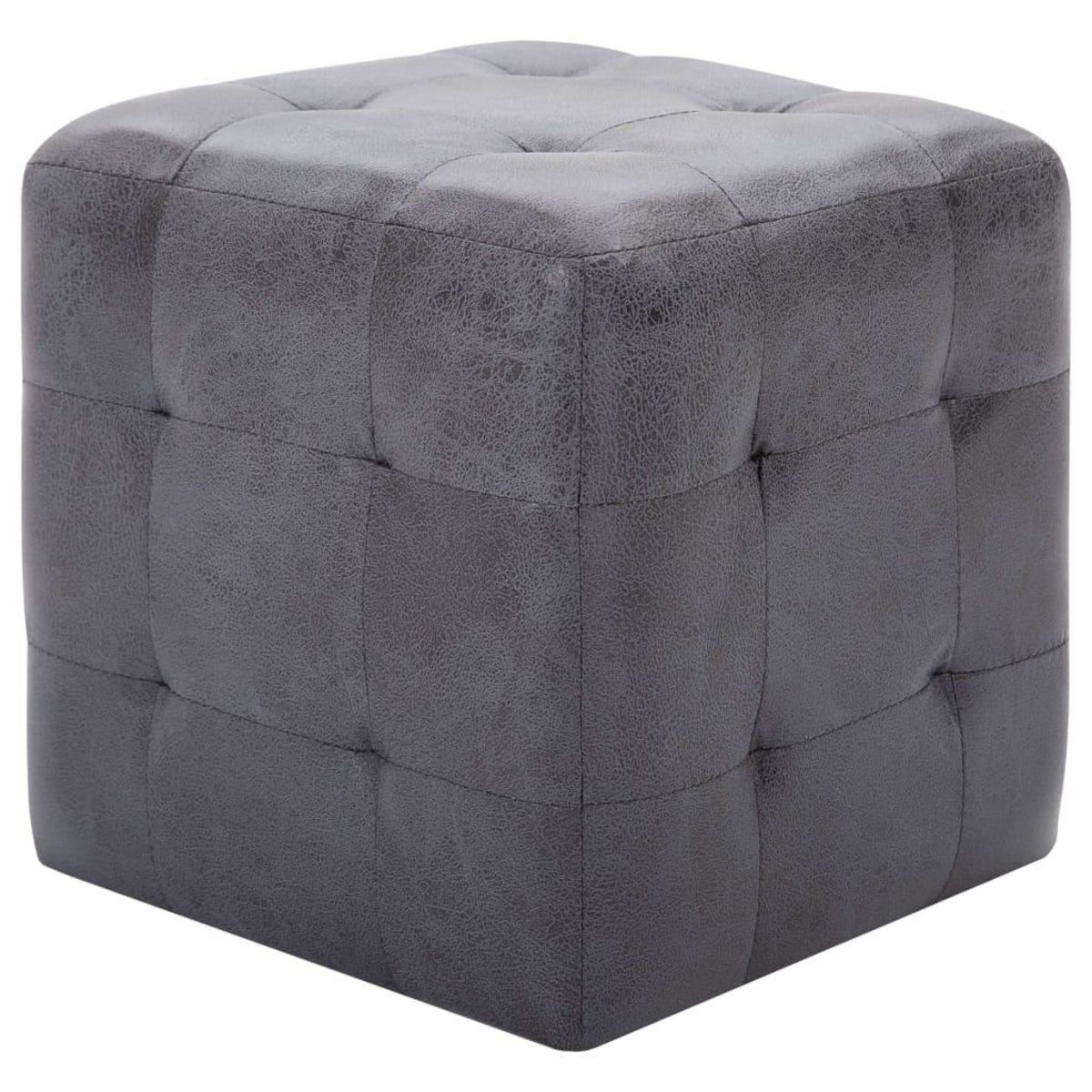 VIDAXL 2 pcs Poufs Gris 30 x 30 x 30 cm Similicuir daim
