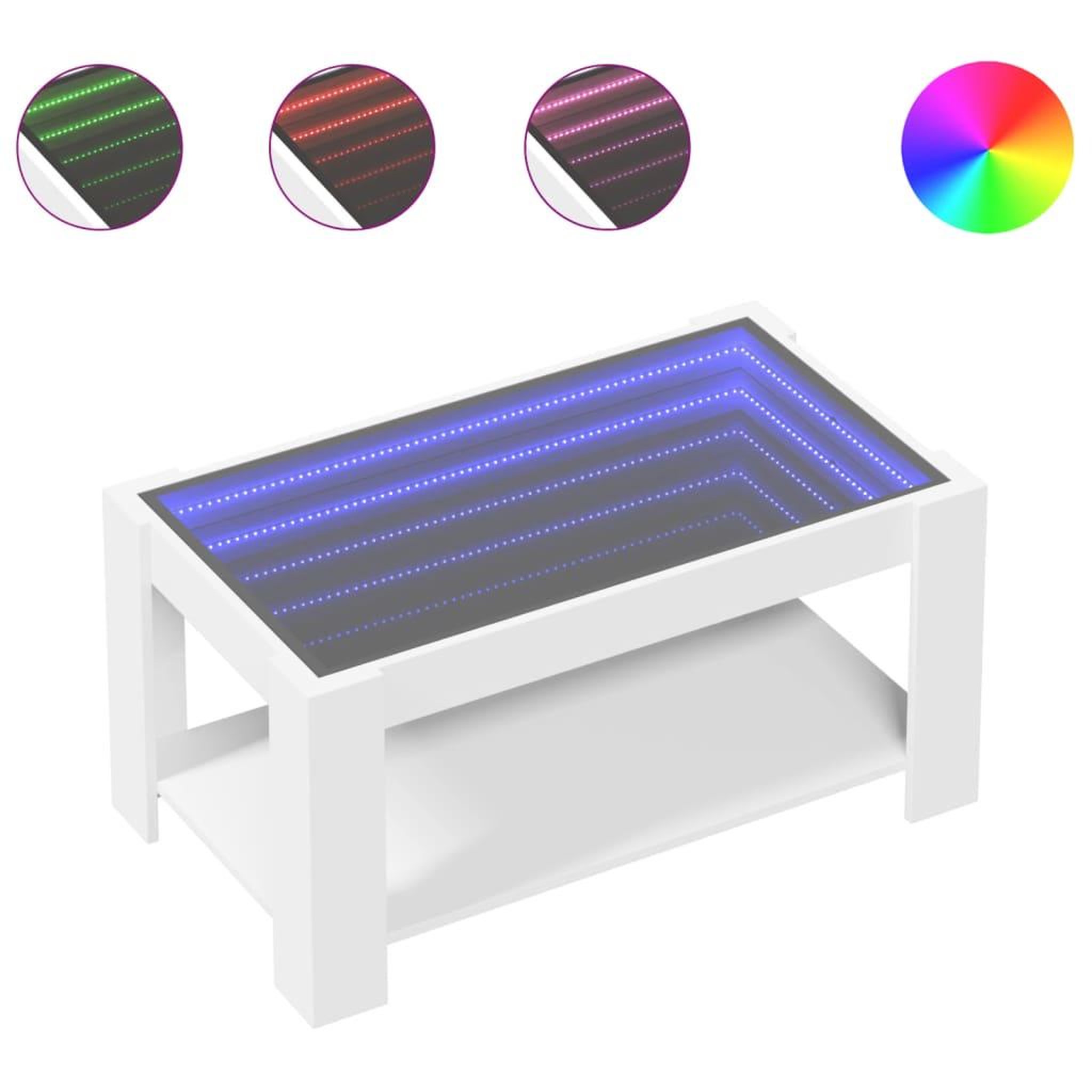 Voir la diapositive 2 : VIDAXL Table basse avec LED blanc 93x53x45 cm bois d'ingenierie