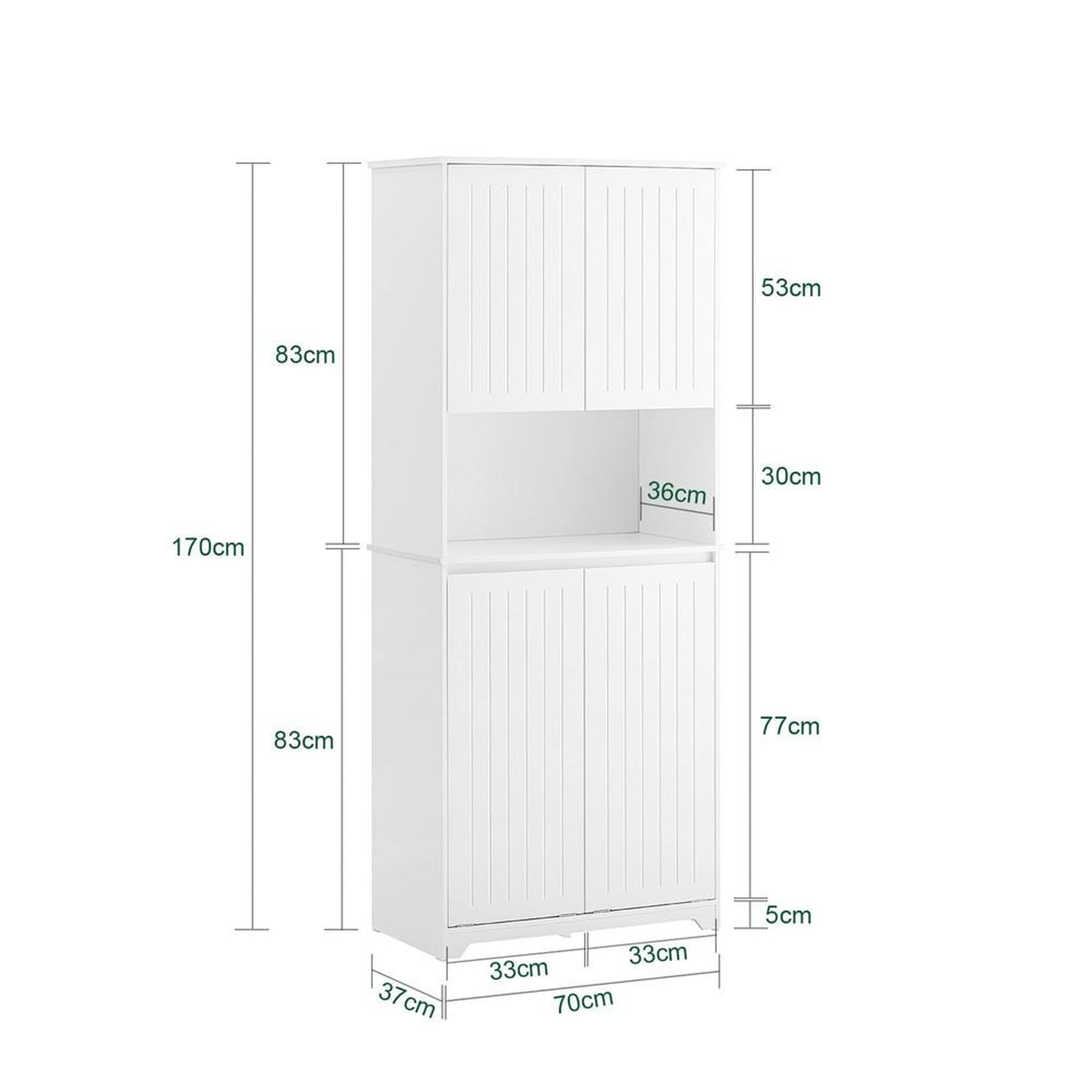 Voir la diapositive 3 : SOBUY SoBuy - Colonne De Salle De Bain à 4 portes - Blanc - 70x37x170cm - Nordique - BZR150-W