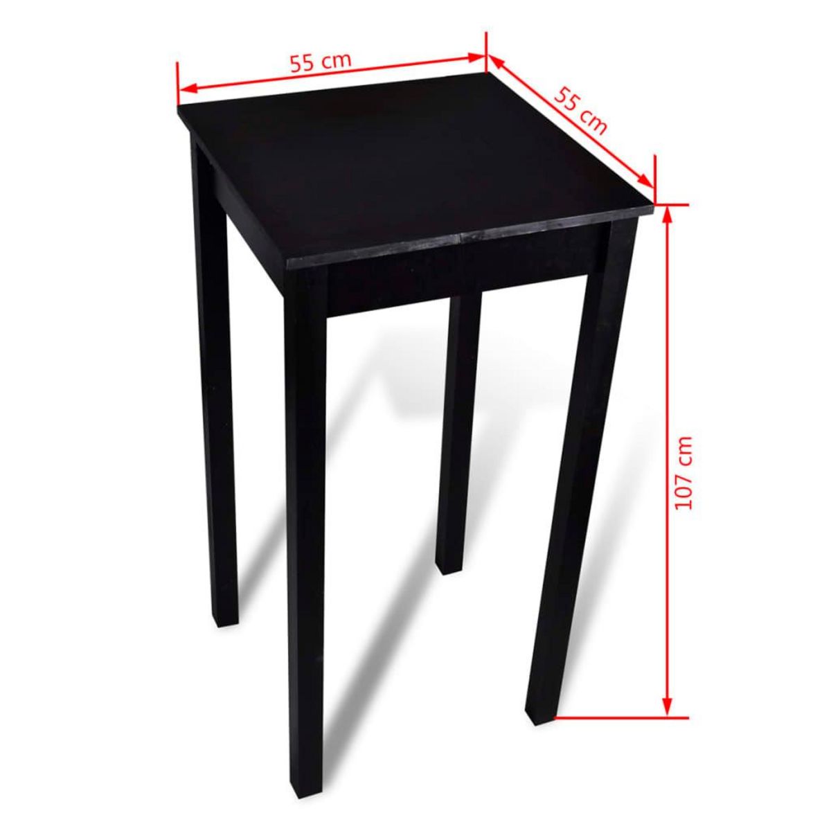 VIDAXL Set de 1 table de bar et 2 tabourets noir