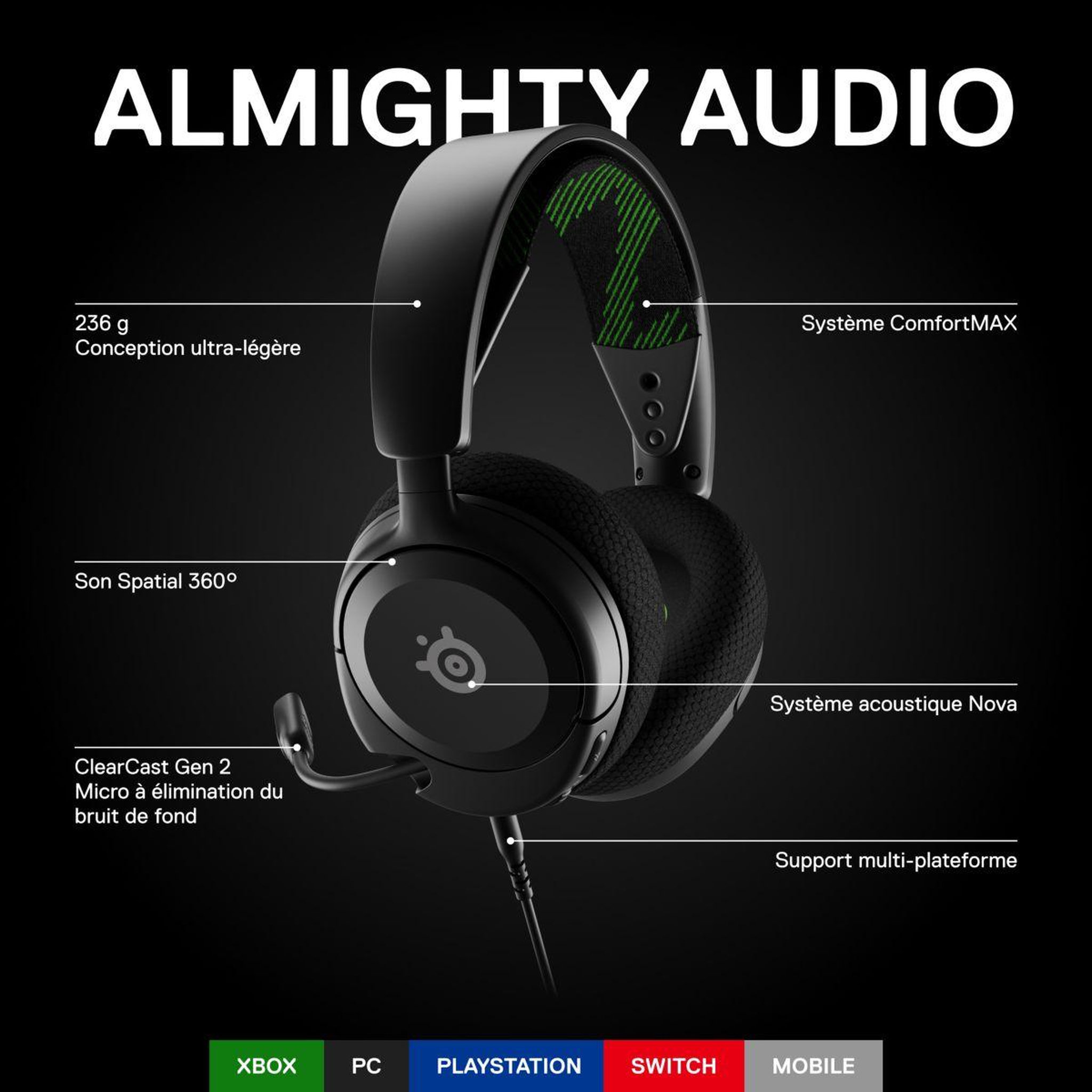 Voir la diapositive 2 : STEEL SERIES Casque gamer Arctis Nova 1 X