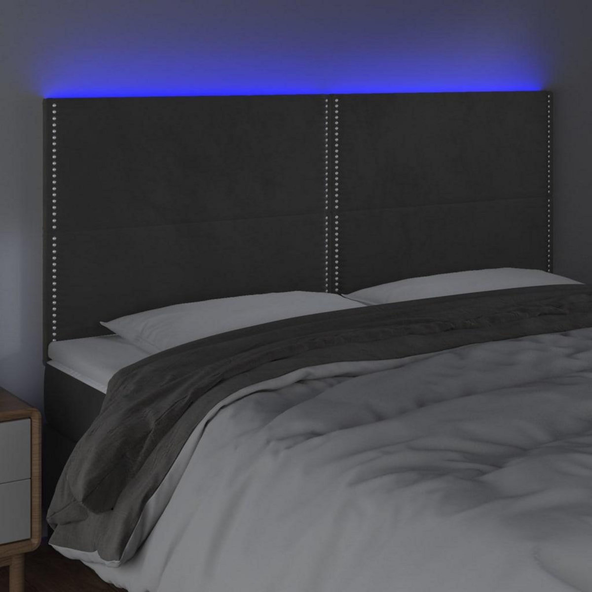 VIDAXL Tete de lit a LED Gris fonce 200x5x118/128 cm Velours