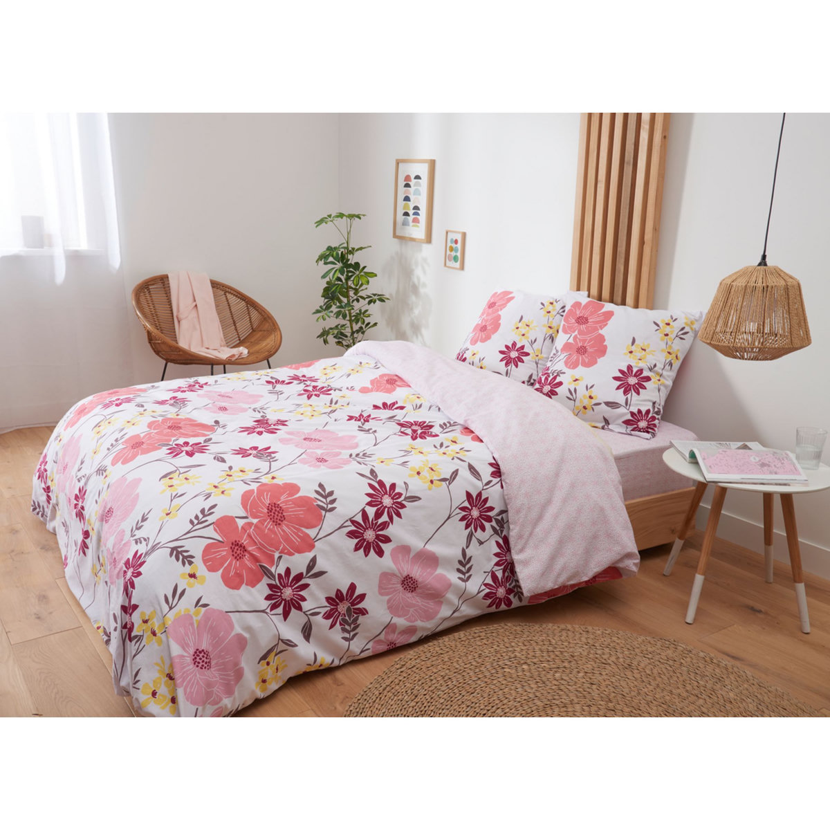 Parure de drap en coton 57 fils motif floral LOLLYBEL