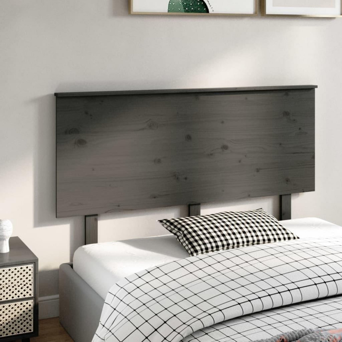 VIDAXL Tete de lit Gris 144x6x82,5 cm Bois massif de pin